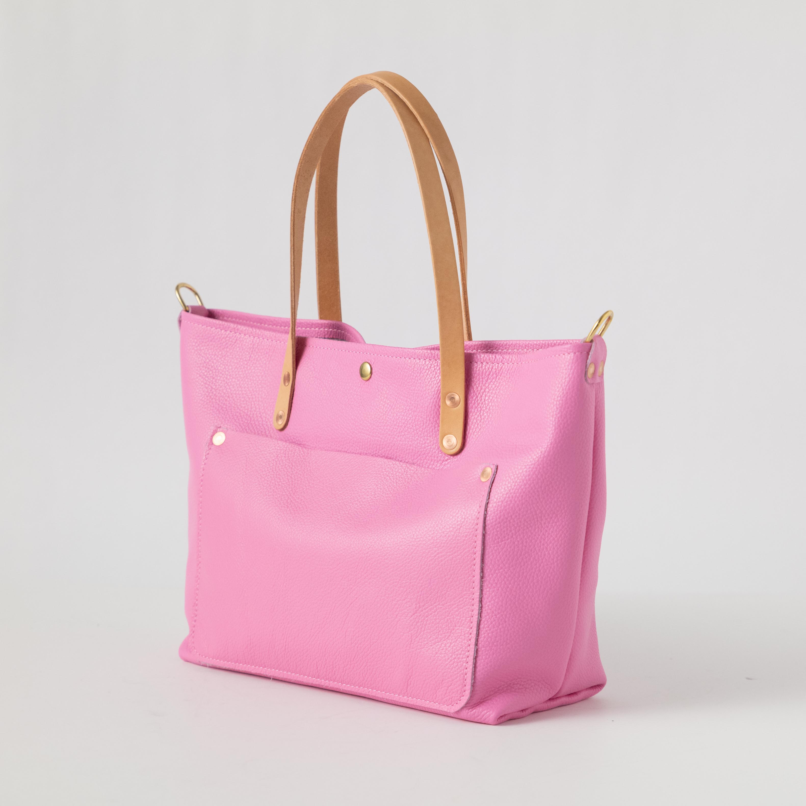 Pink Italian Pebbled East West Travel Tote