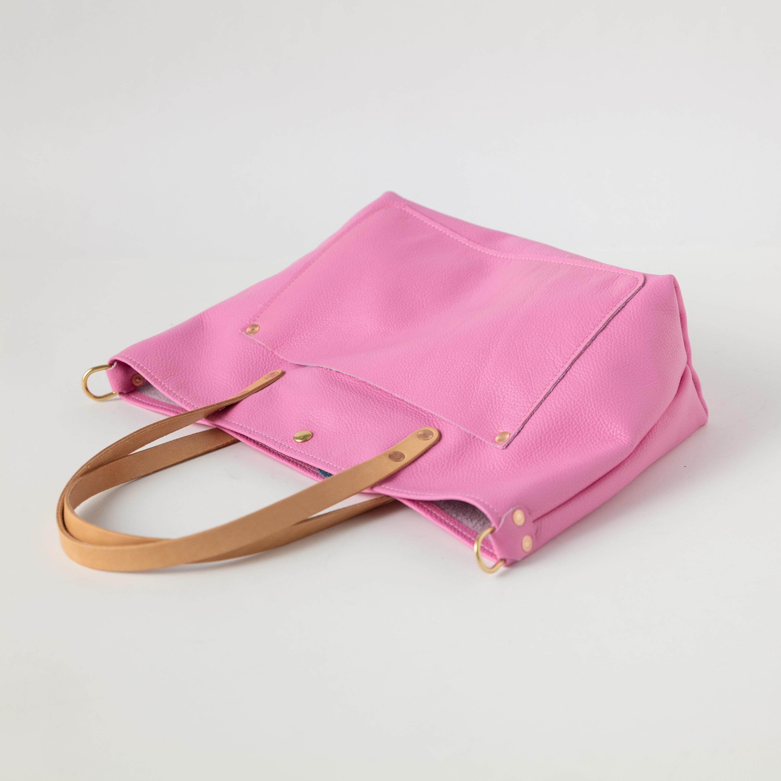 Pink Italian Pebbled East West Travel Tote