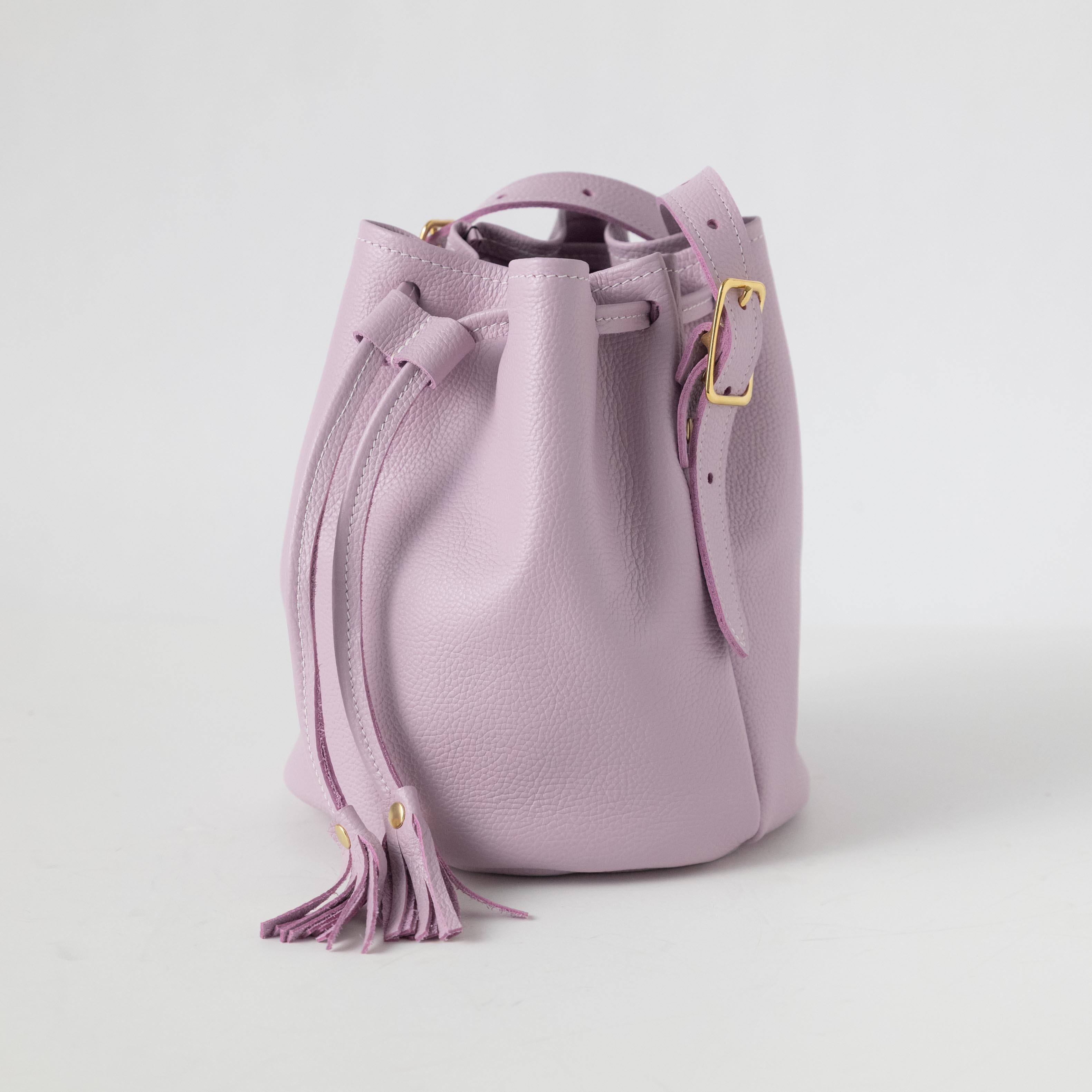 Blue Italian Pebbled Bucket Bag
