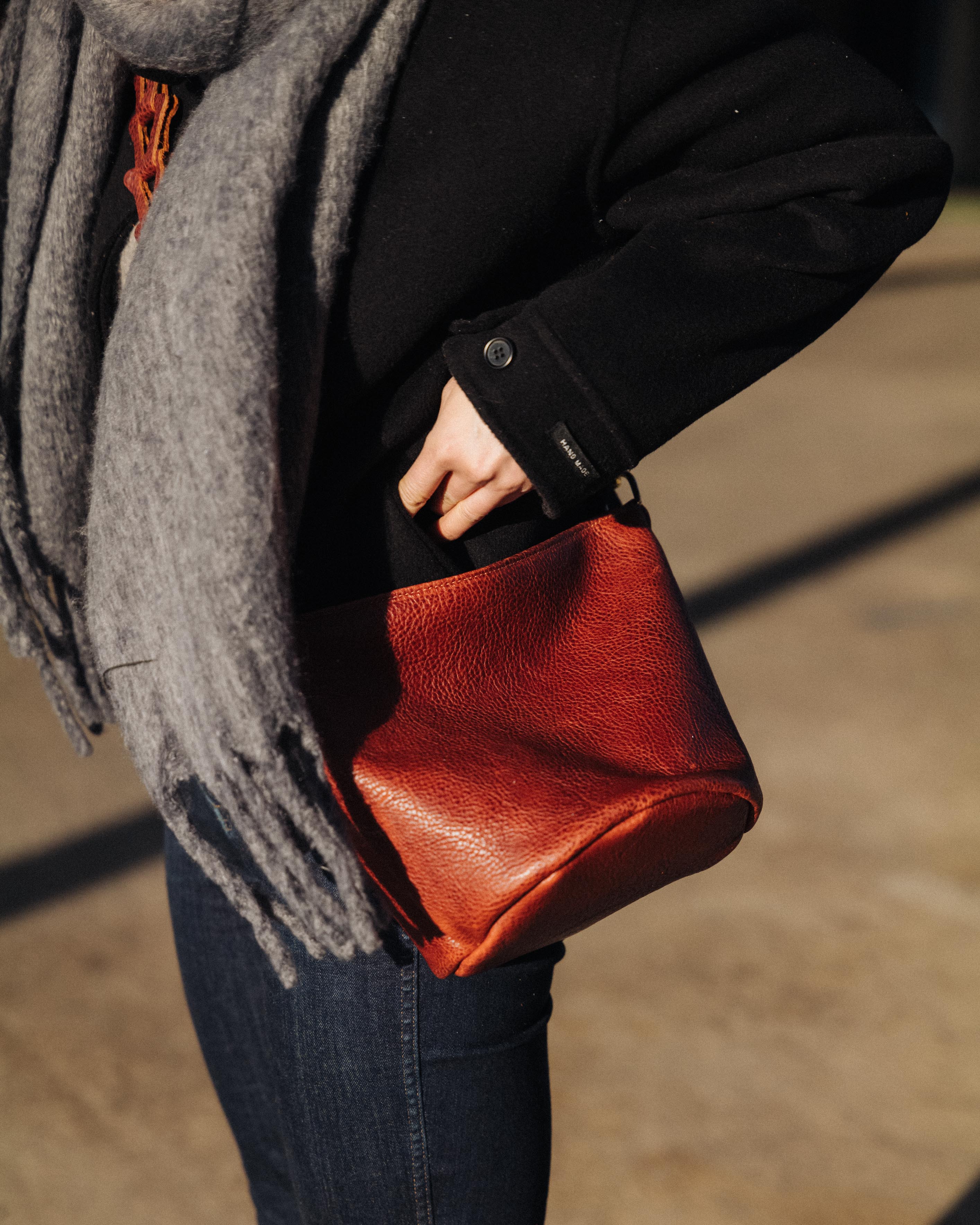 Black Bulldog Mini Zip-Top Bucket Bag