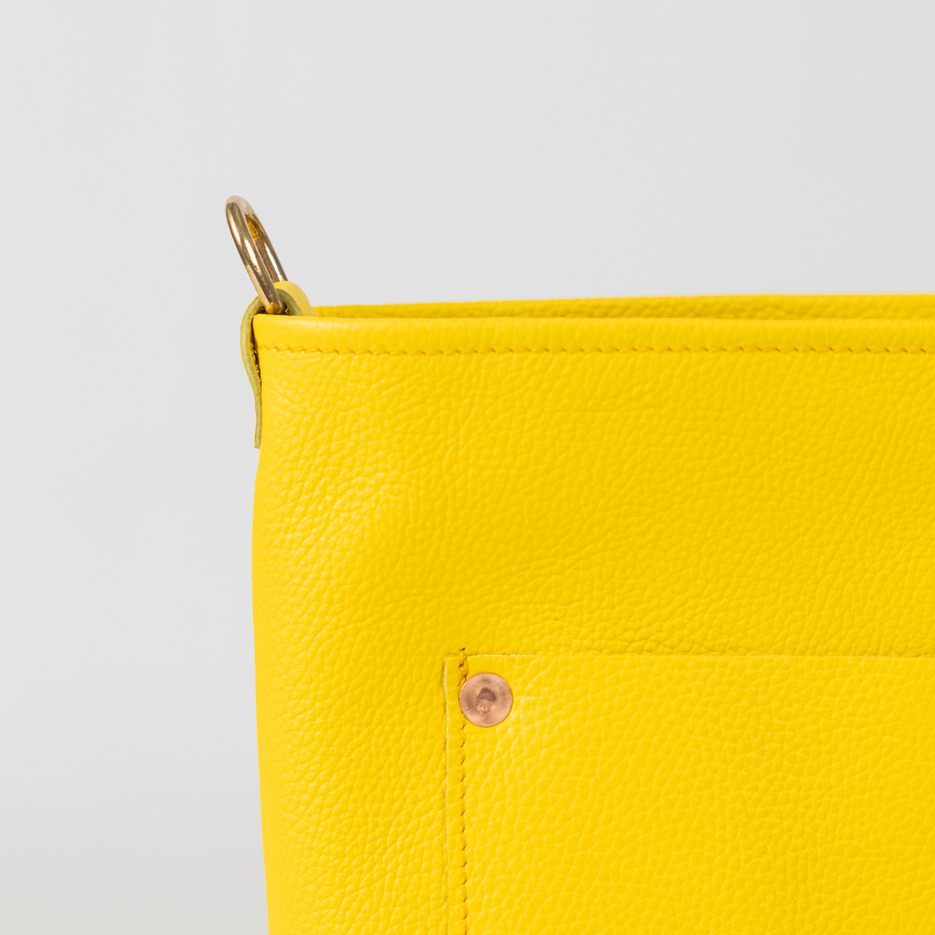 Yellow Italian Pebbled Crossbody Travel Tote