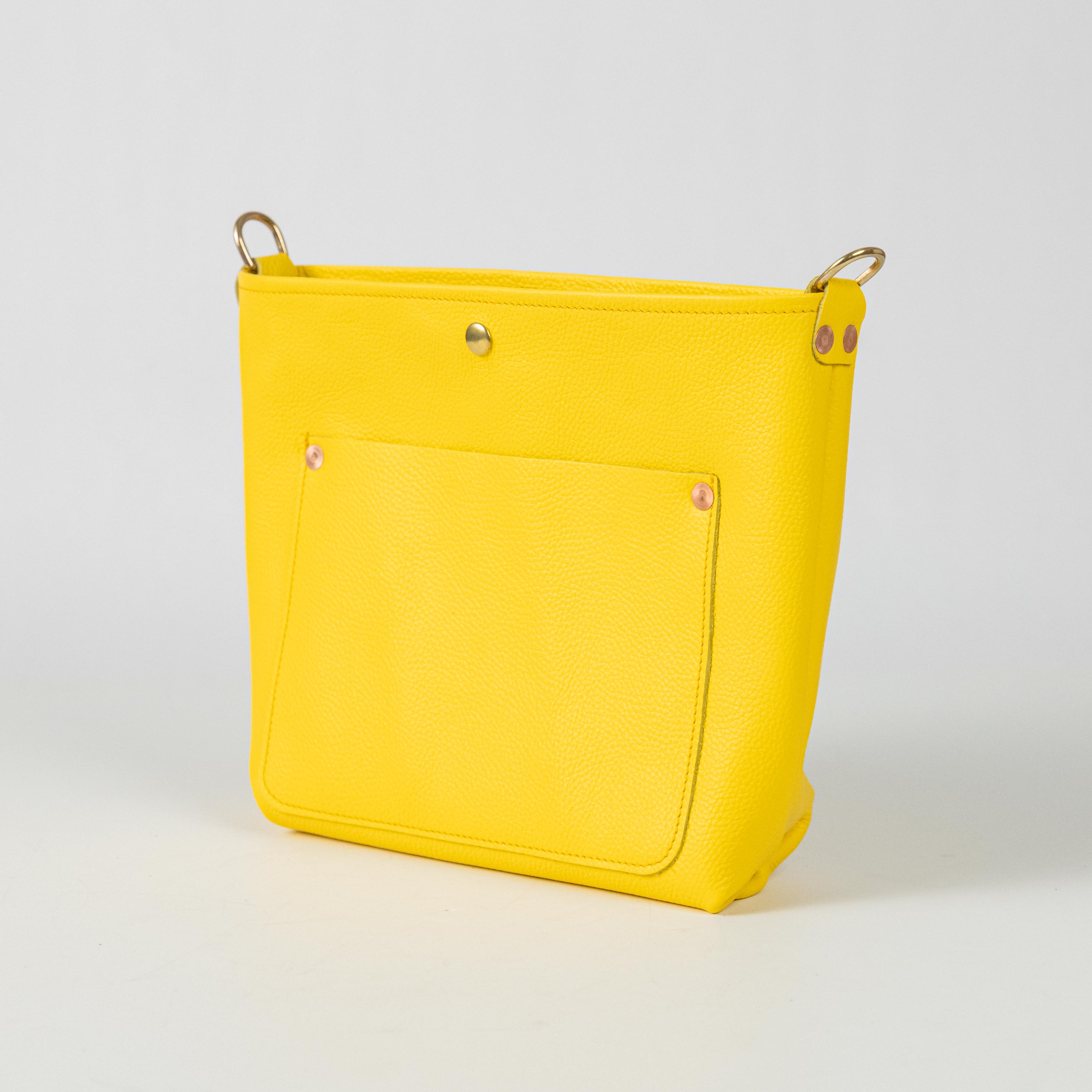 Yellow Italian Pebbled Crossbody Travel Tote