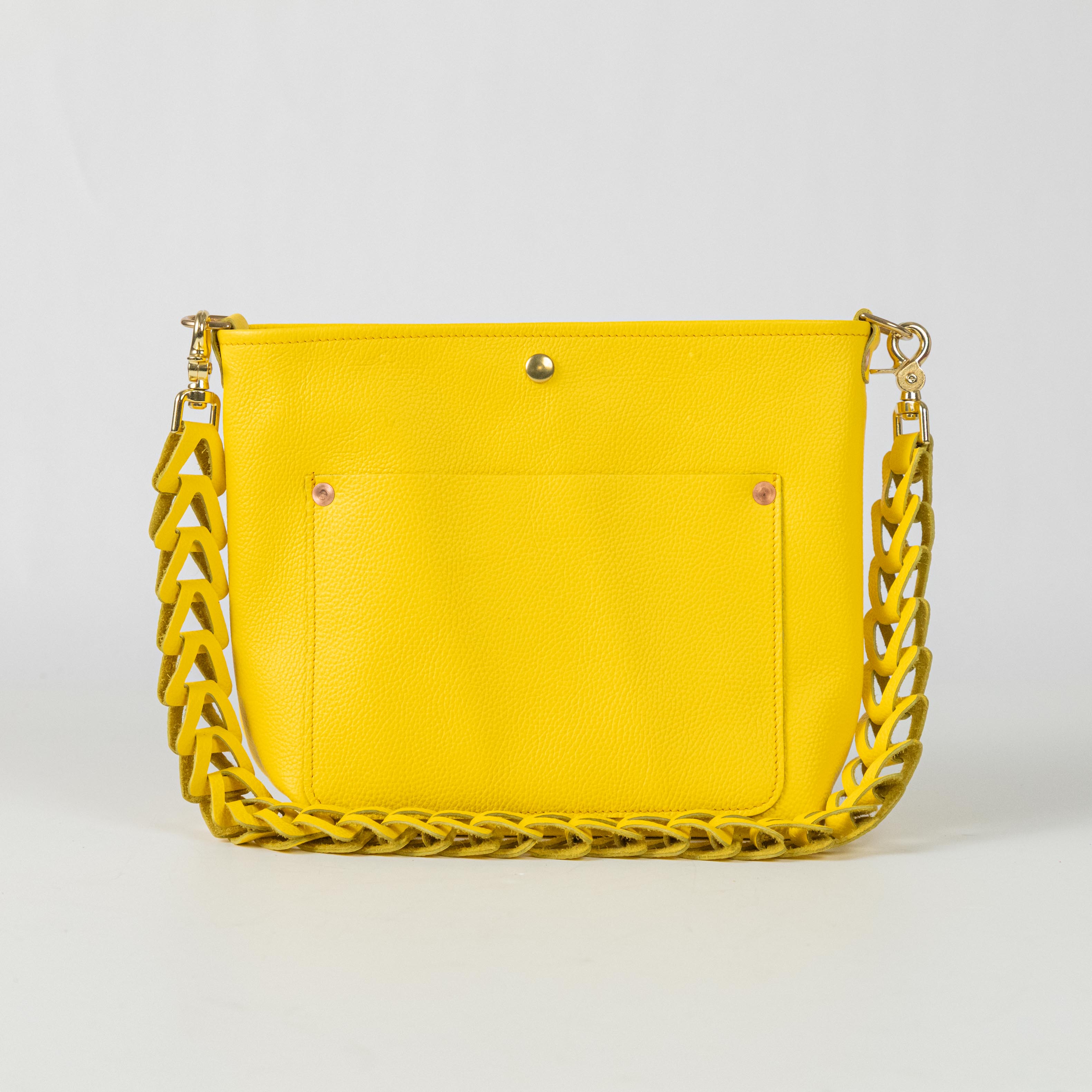 Yellow Italian Pebbled Crossbody Travel Tote