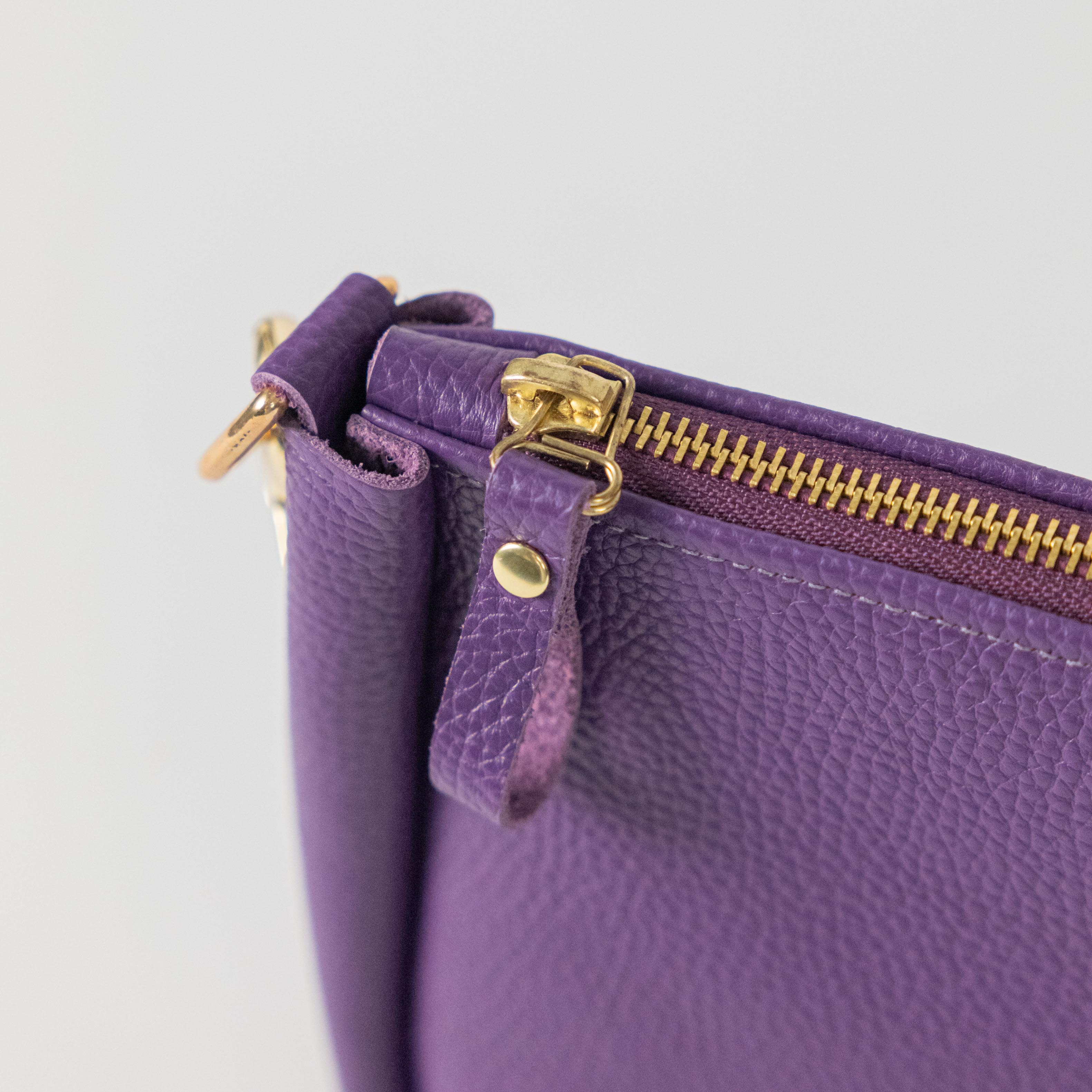 Purple Italian Pebbled Medium Crossbody Bag