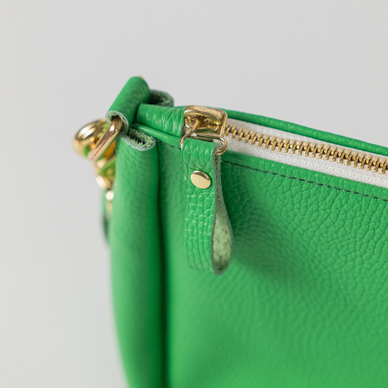 Bright Green Italian Pebbled Crossbody Bag