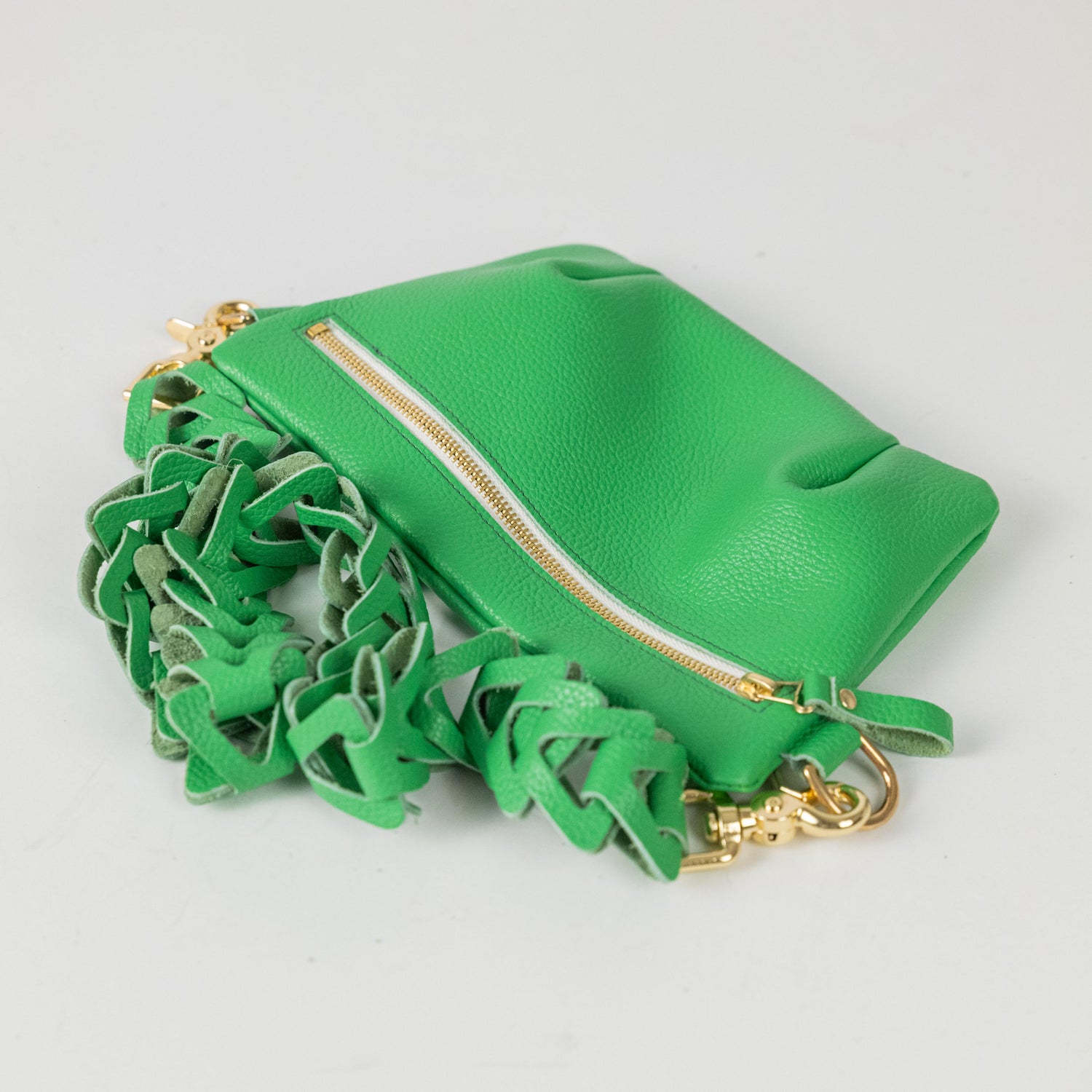 Bright Green Italian Pebbled Belt Bag