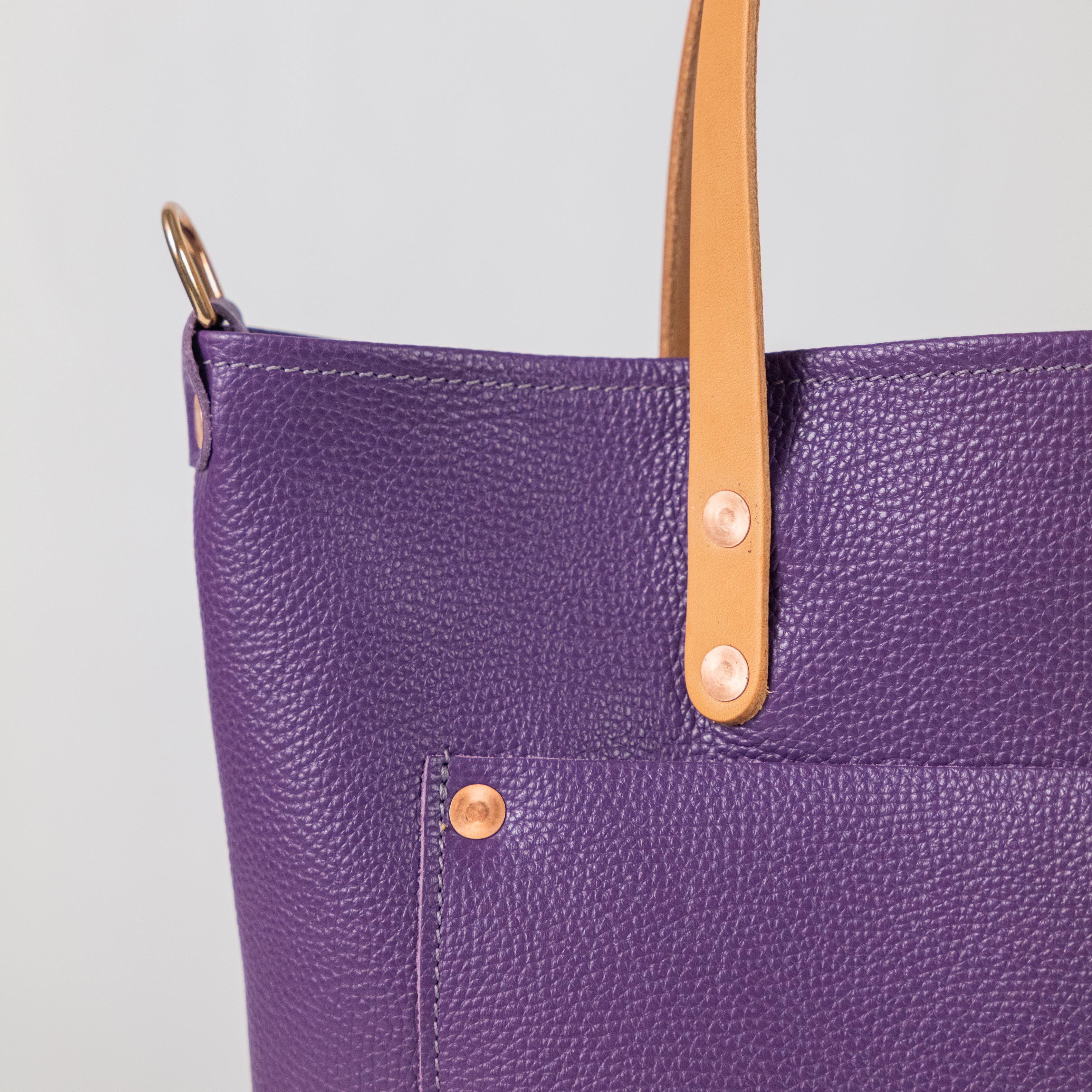 Purple Italian Pebbled Travel Tote