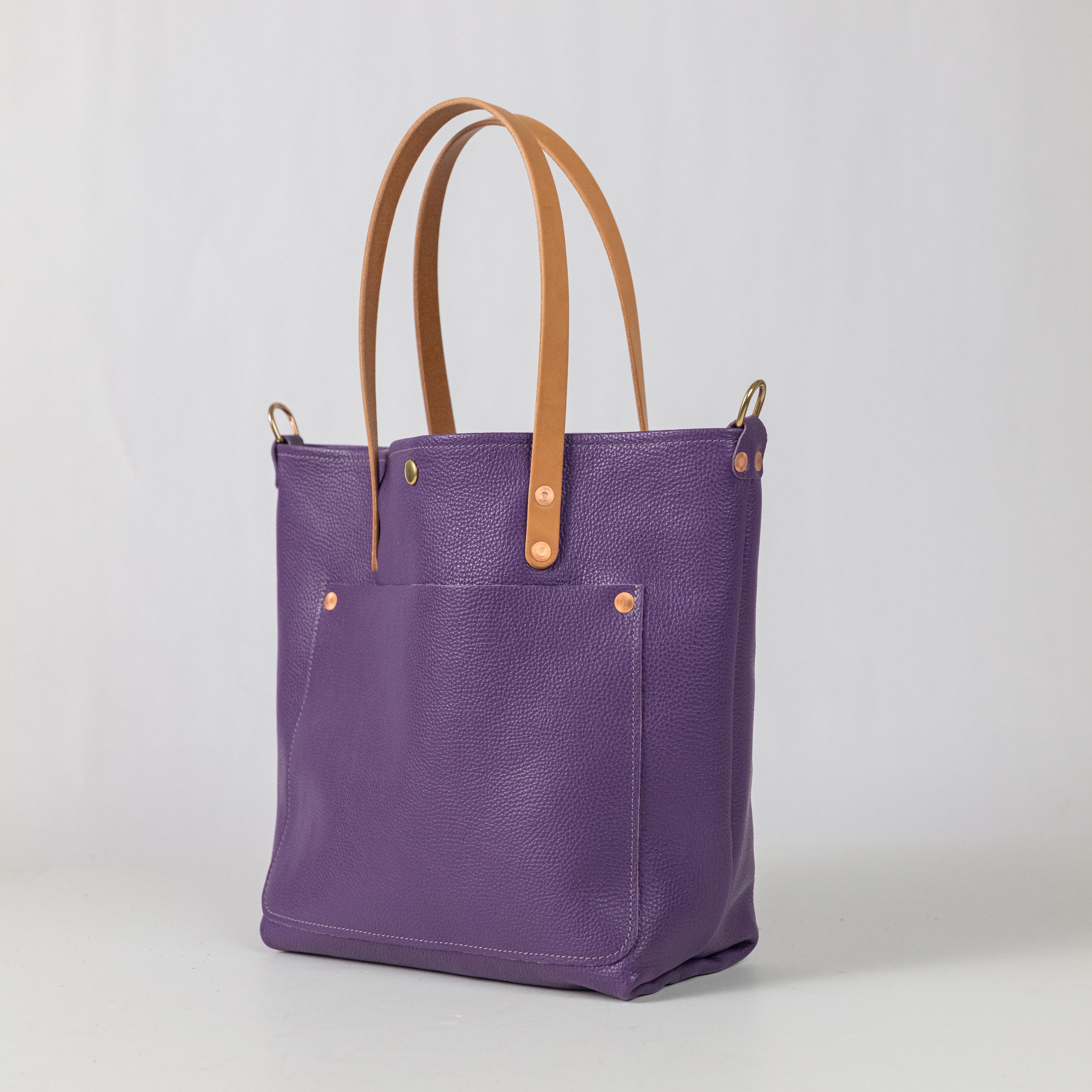 Purple Italian Pebbled Travel Tote