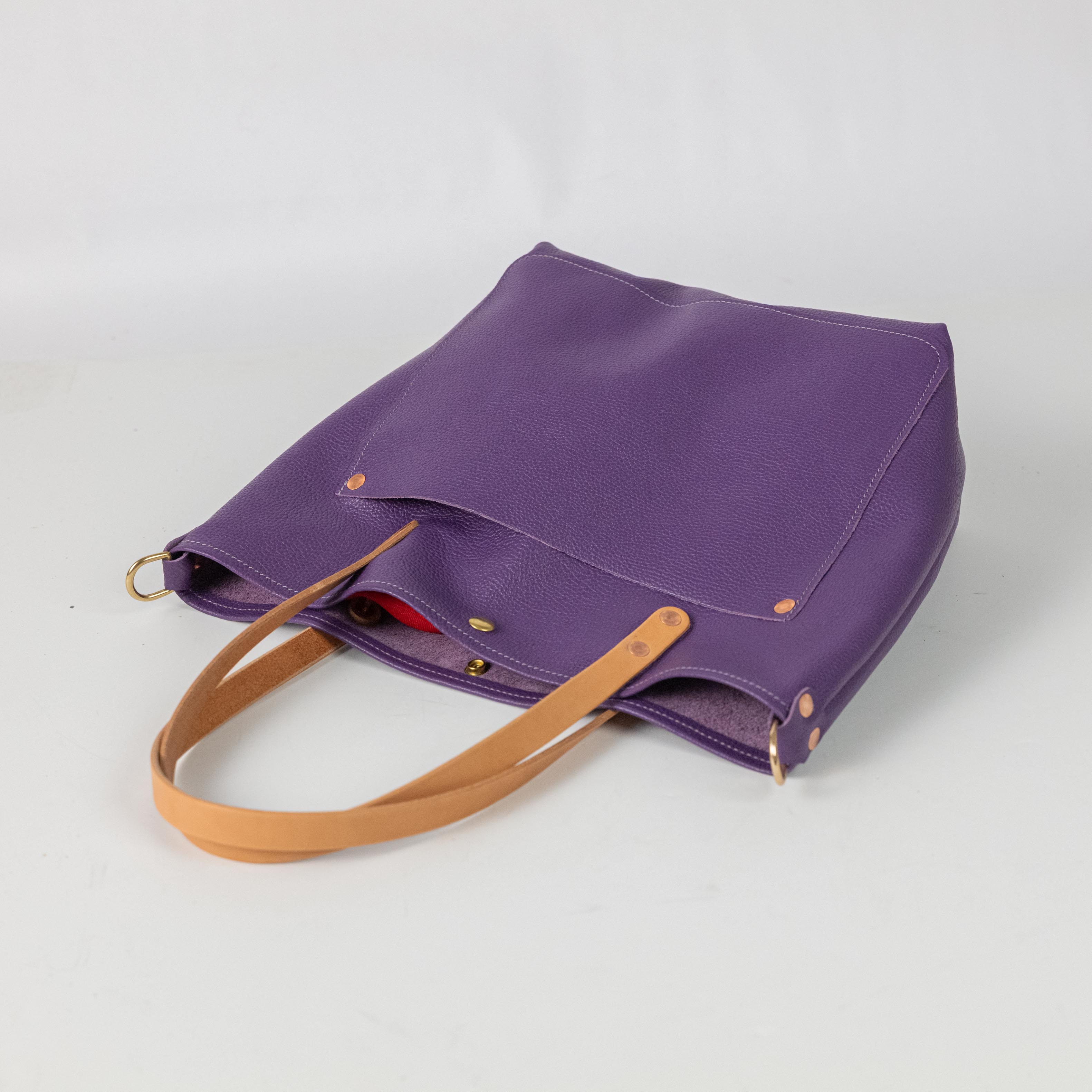 Purple Italian Pebbled Travel Tote