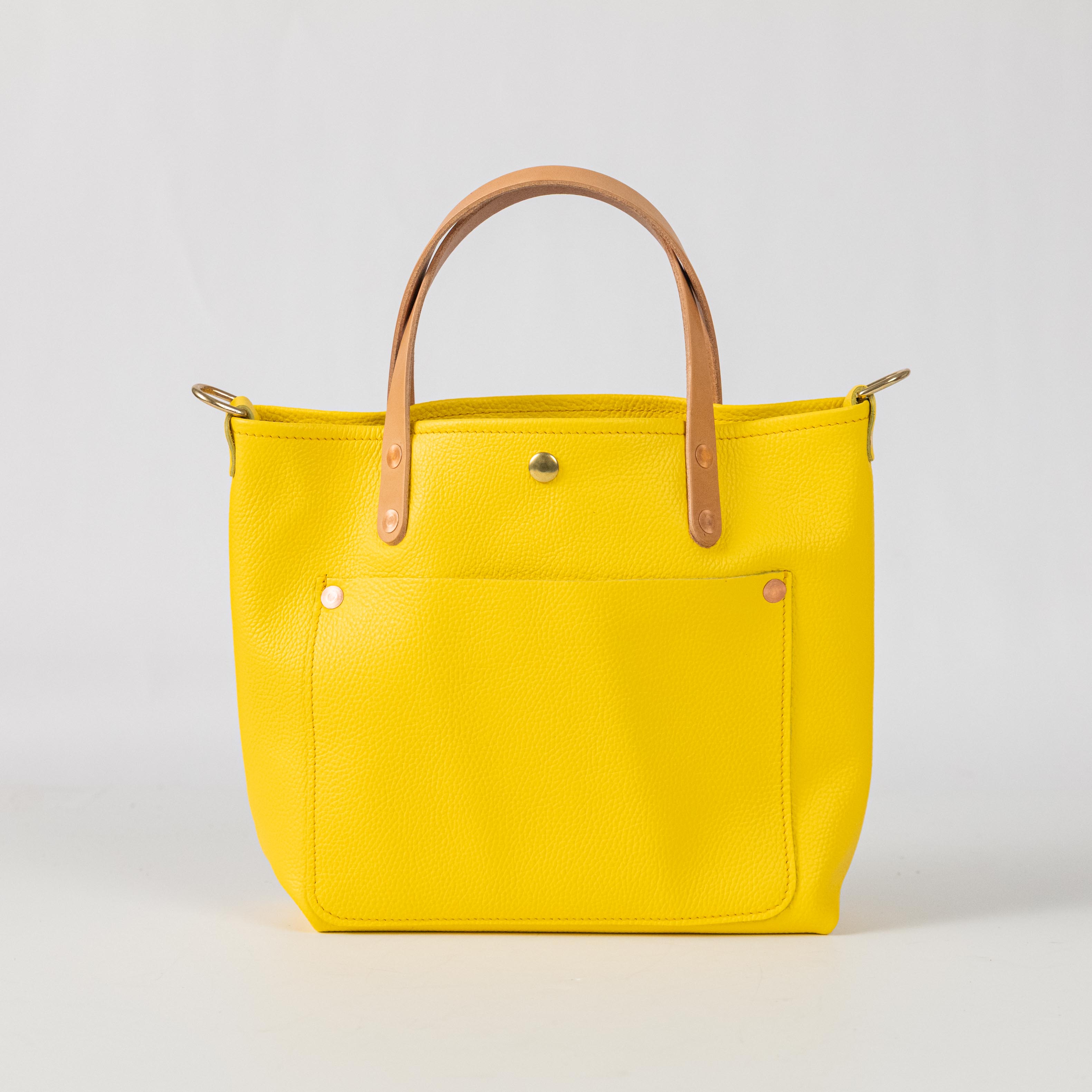Yellow Italian Pebbled Mini Travel Tote
