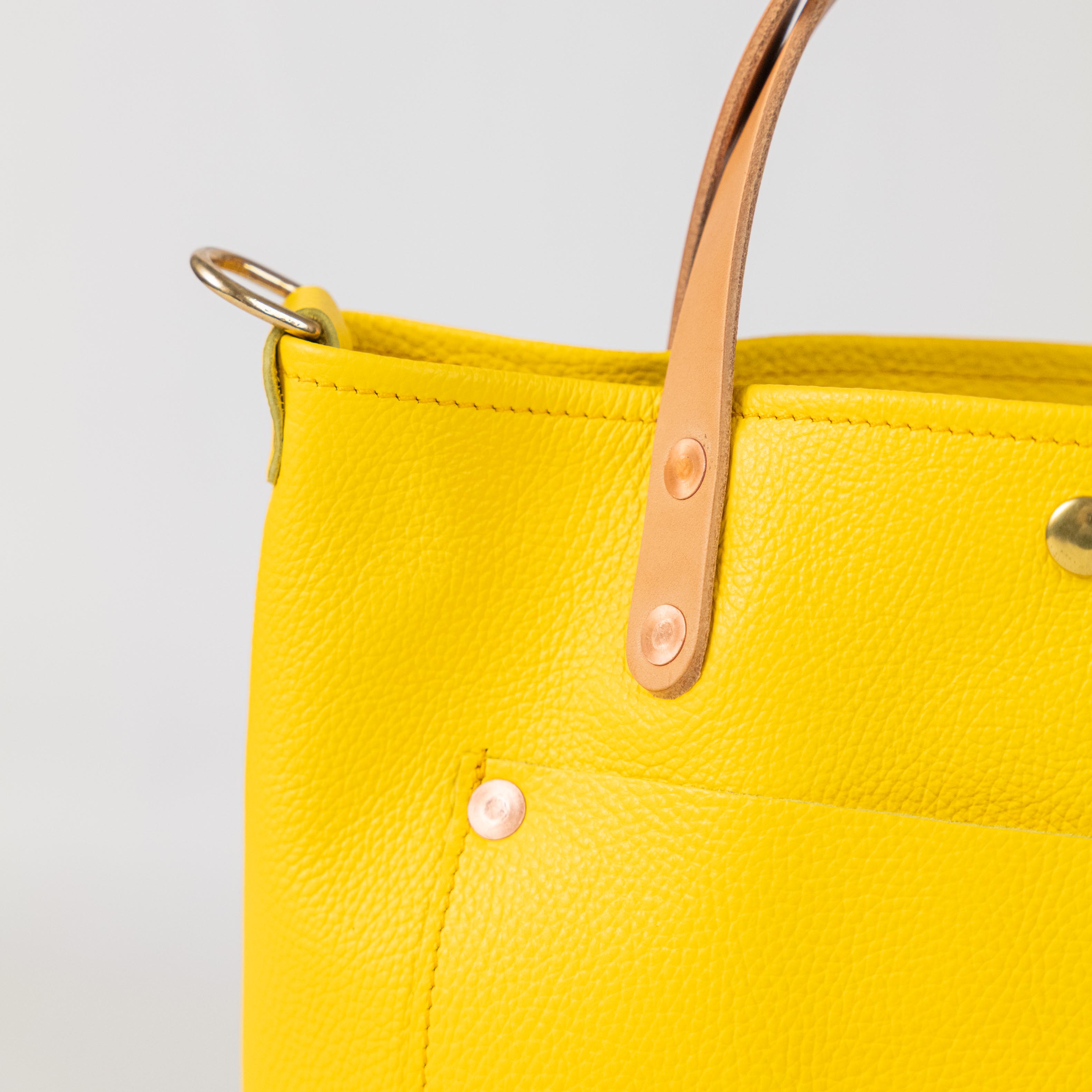 Yellow Italian Pebbled Mini Travel Tote