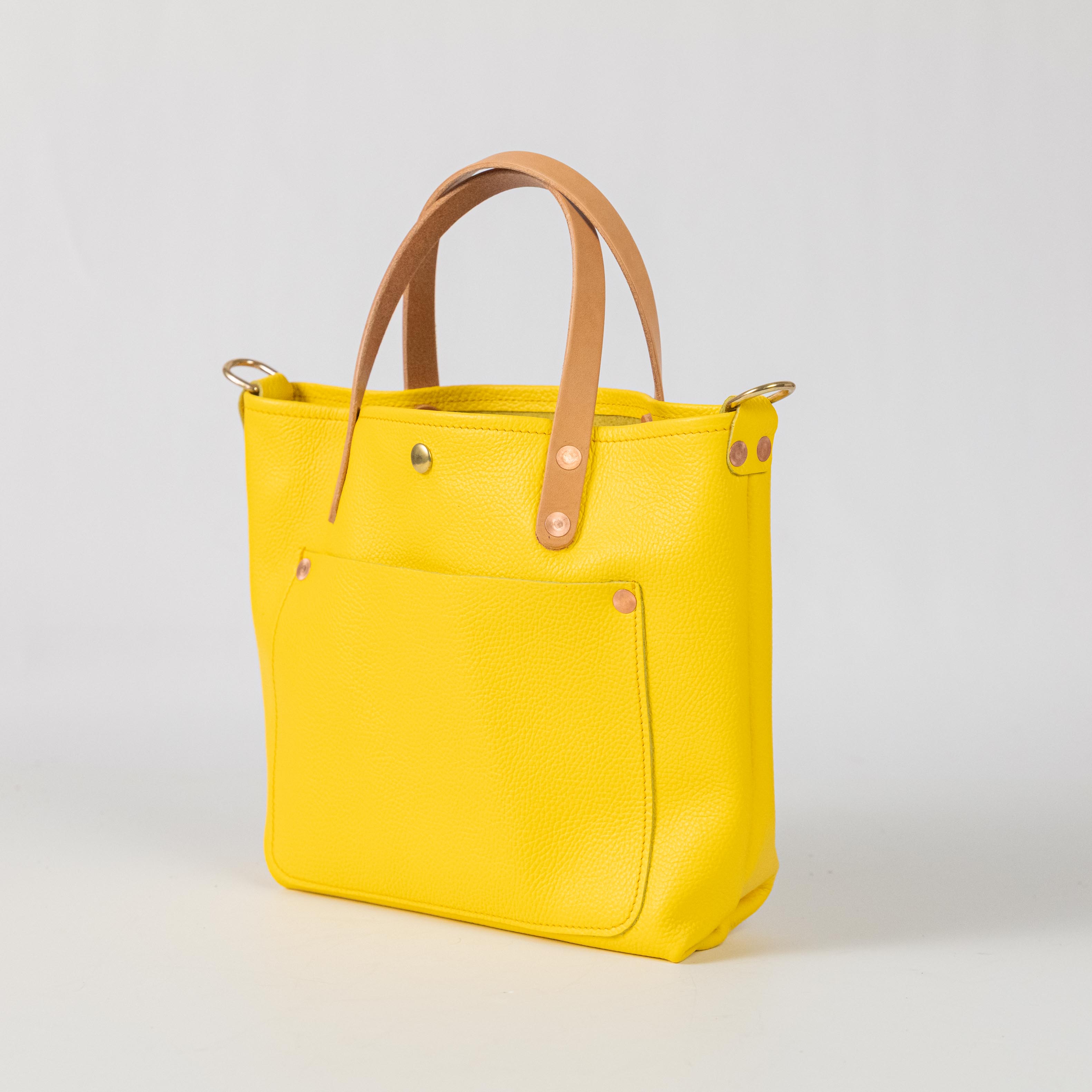 Yellow Italian Pebbled Mini Travel Tote
