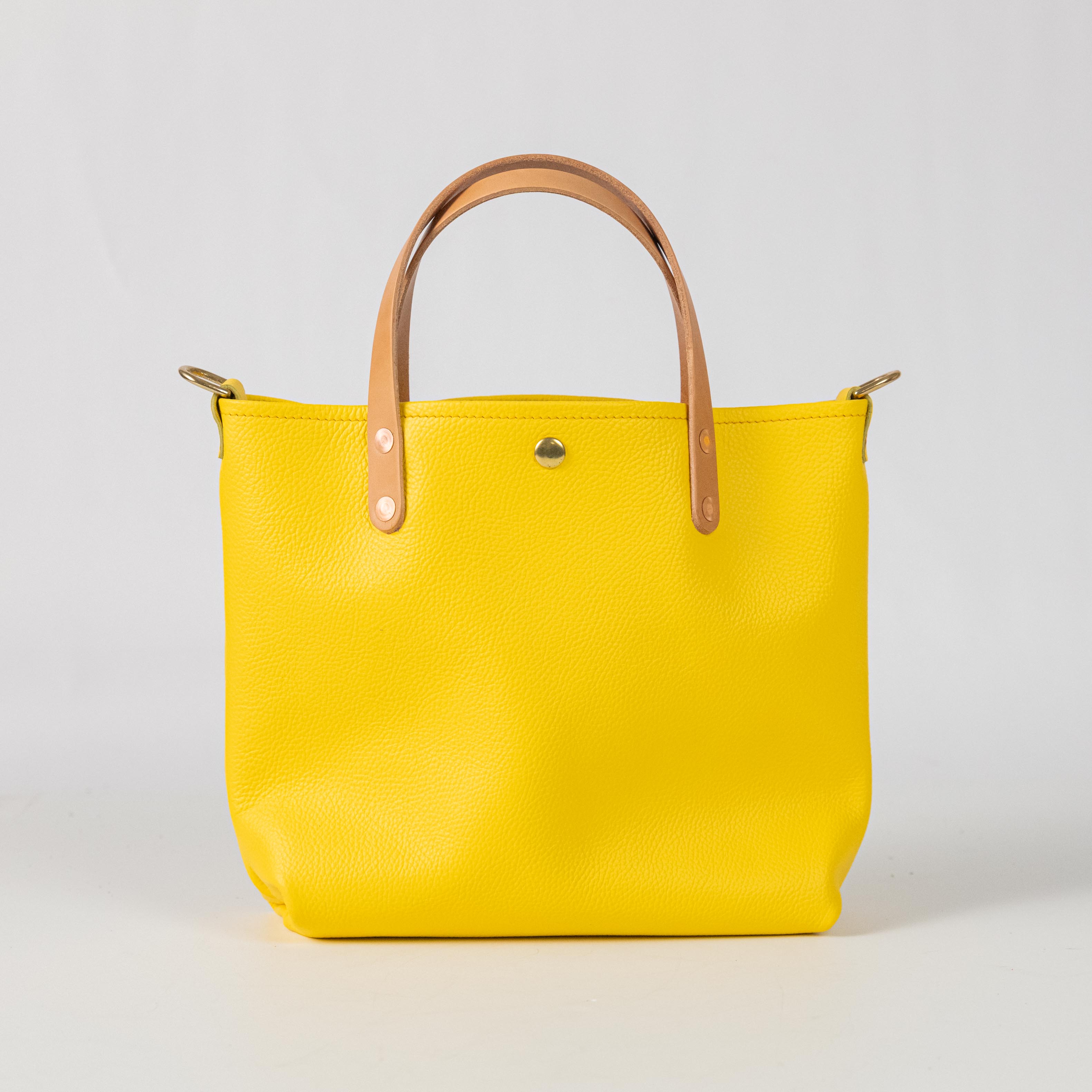 Yellow Italian Pebbled Mini Travel Tote