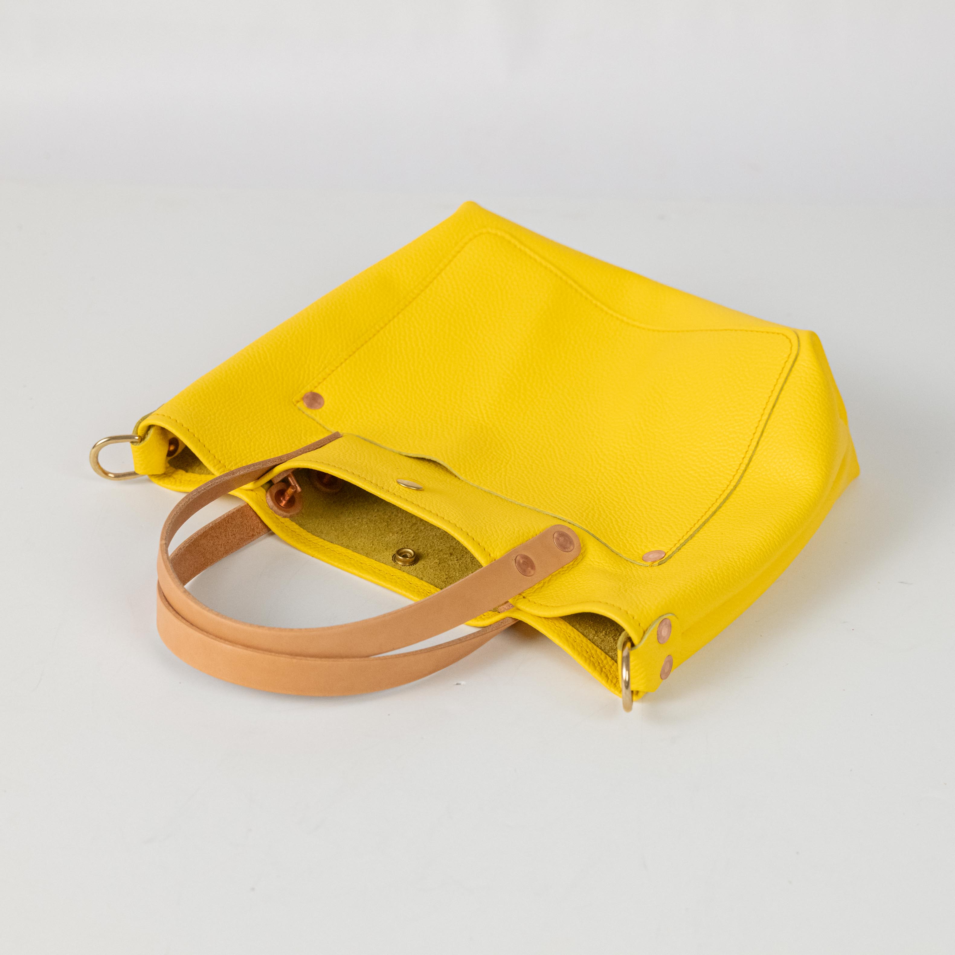 Yellow Italian Pebbled Mini Travel Tote