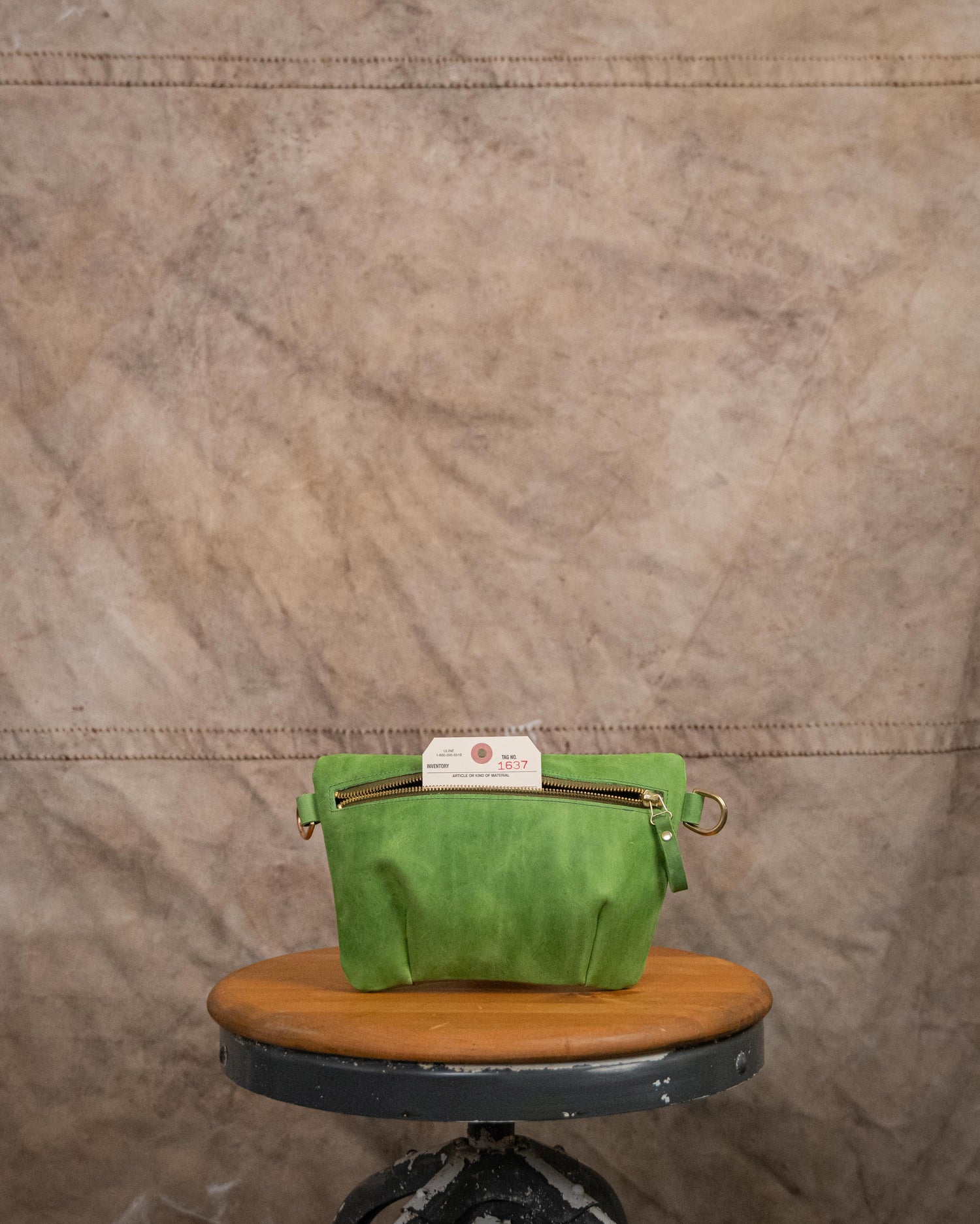 1637 Palm Green Belt Bag with Chain Link Strap