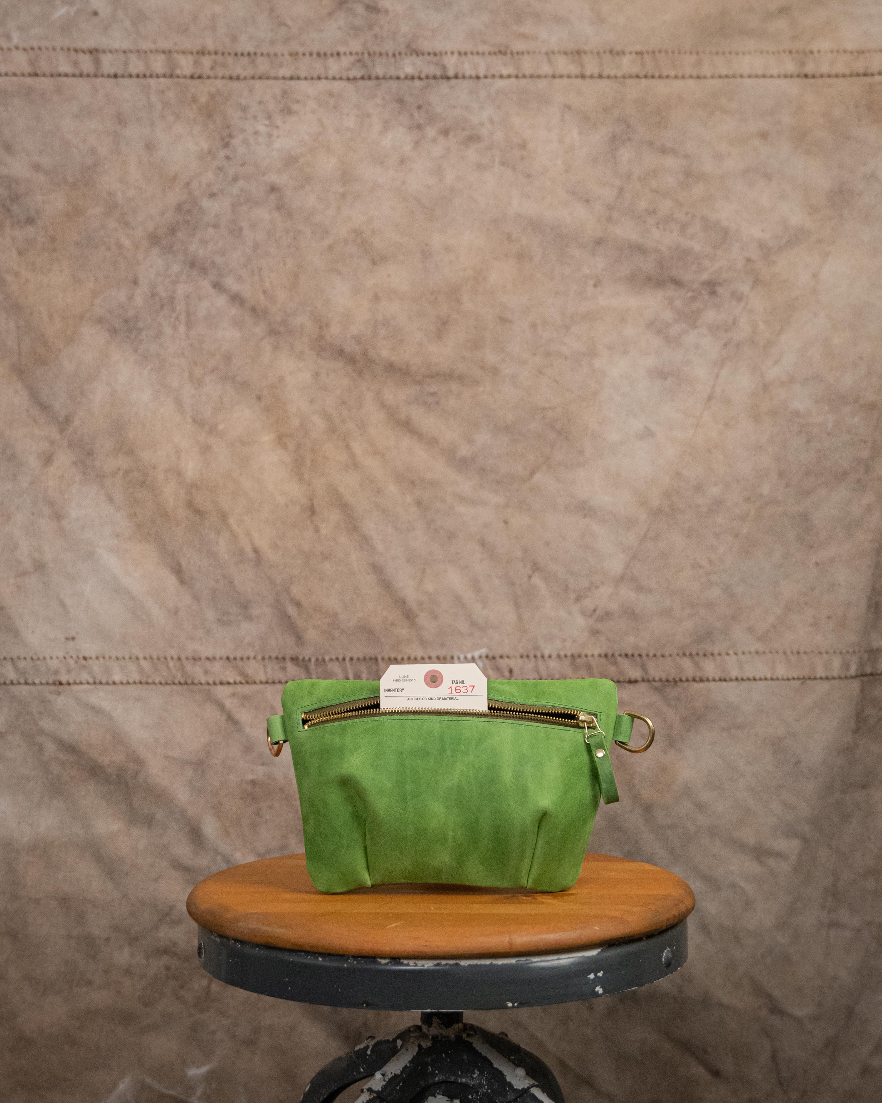 1637 Palm Green Belt Bag with Chain Link Strap