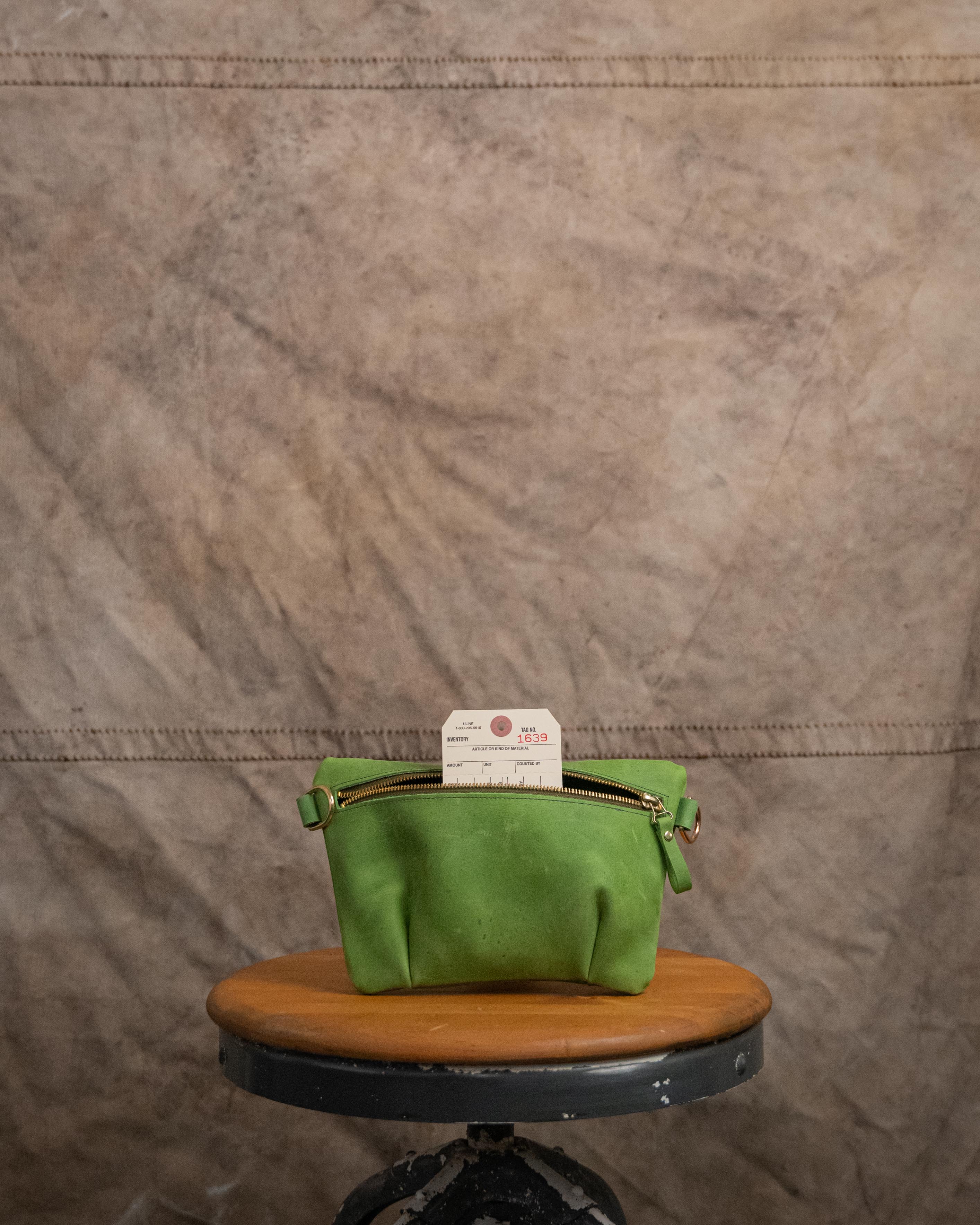 1639 Palm Green Belt Bag with Chain Link Strap