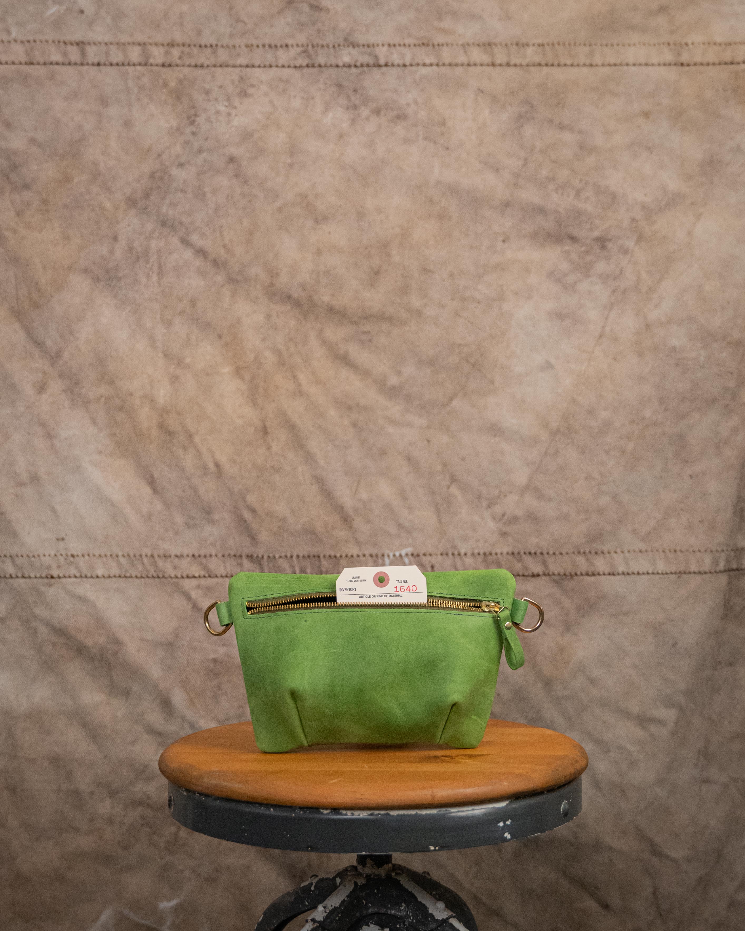 1640 Palm Green Belt Bag with Chain Link Strap