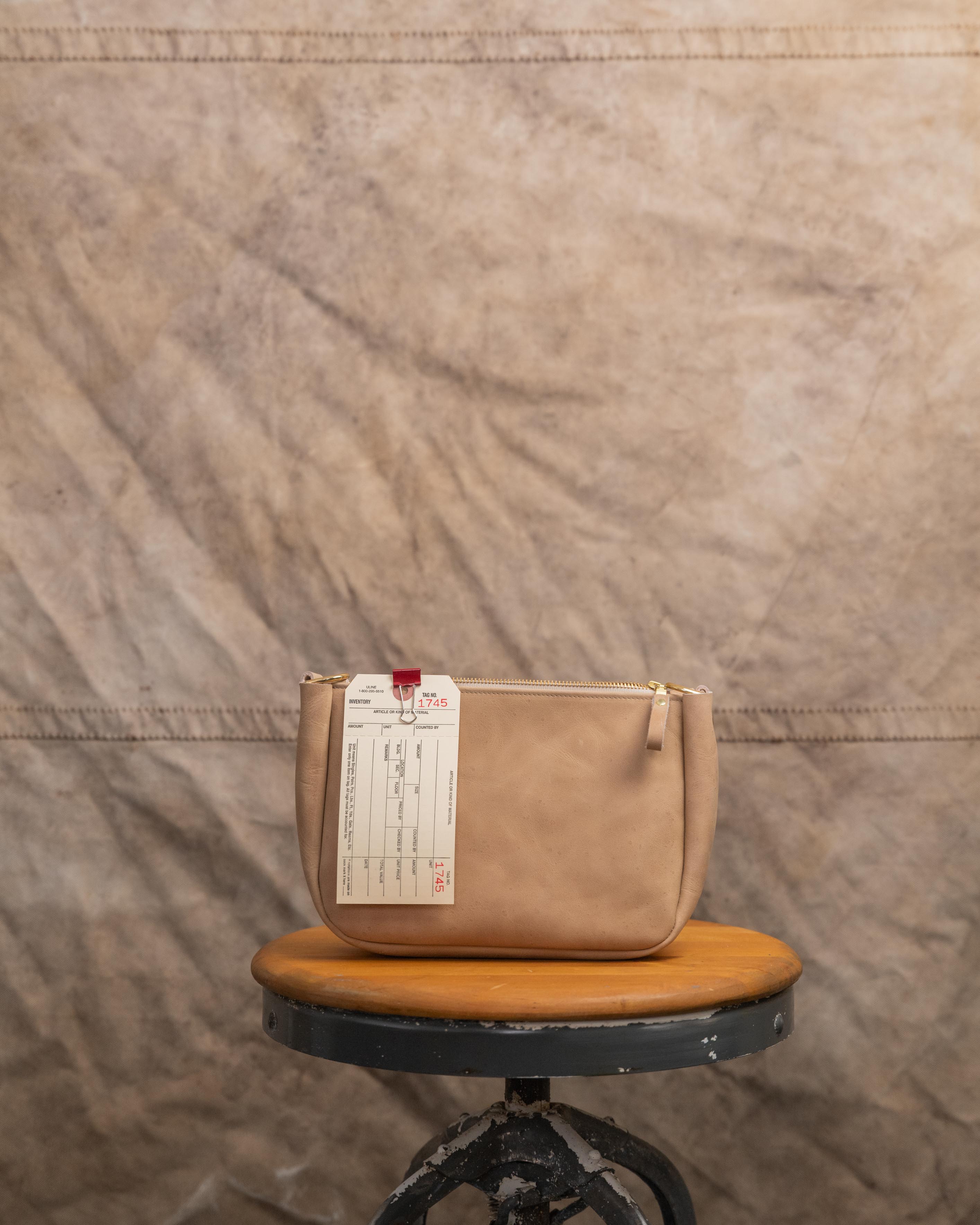 1745 Beige Medium Crossbody Bag with chain link strap