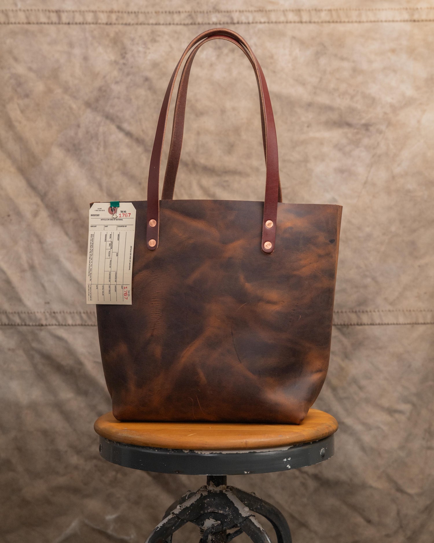 1767 Crazy Horse Tote with 11” Brown Handles