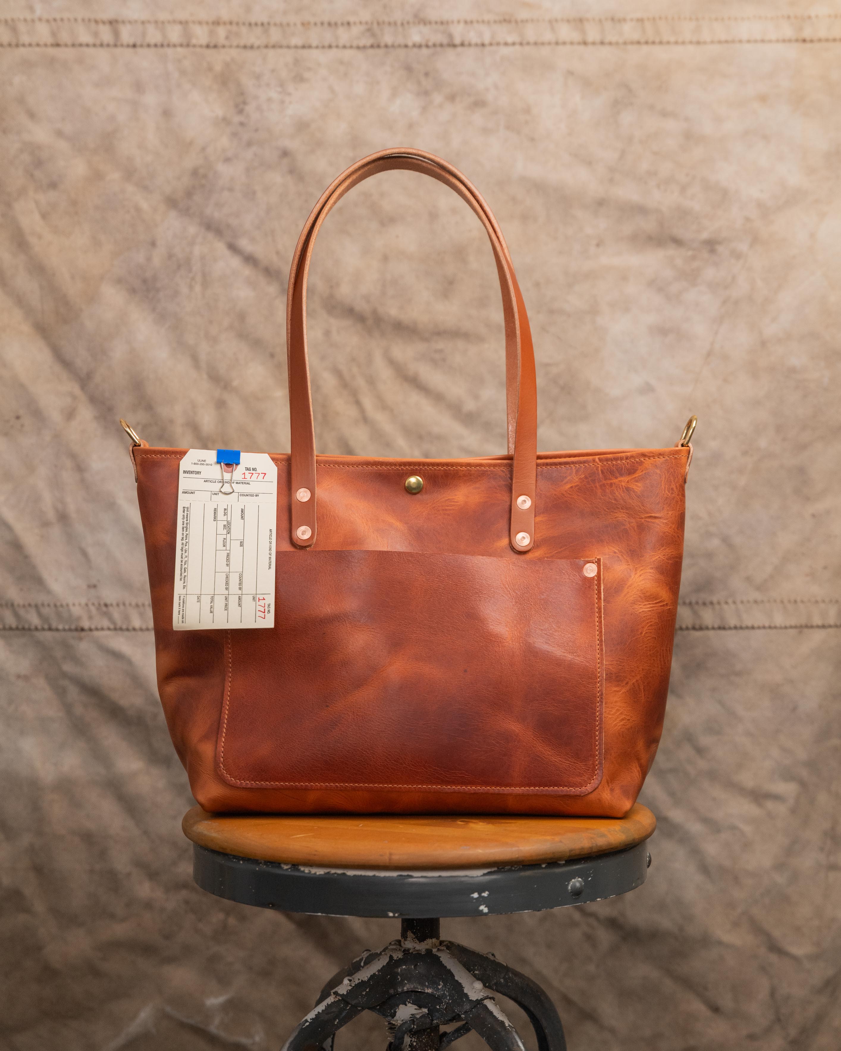 1777 English Tan Dublin East West Travel Tote with 10” Tan Handles