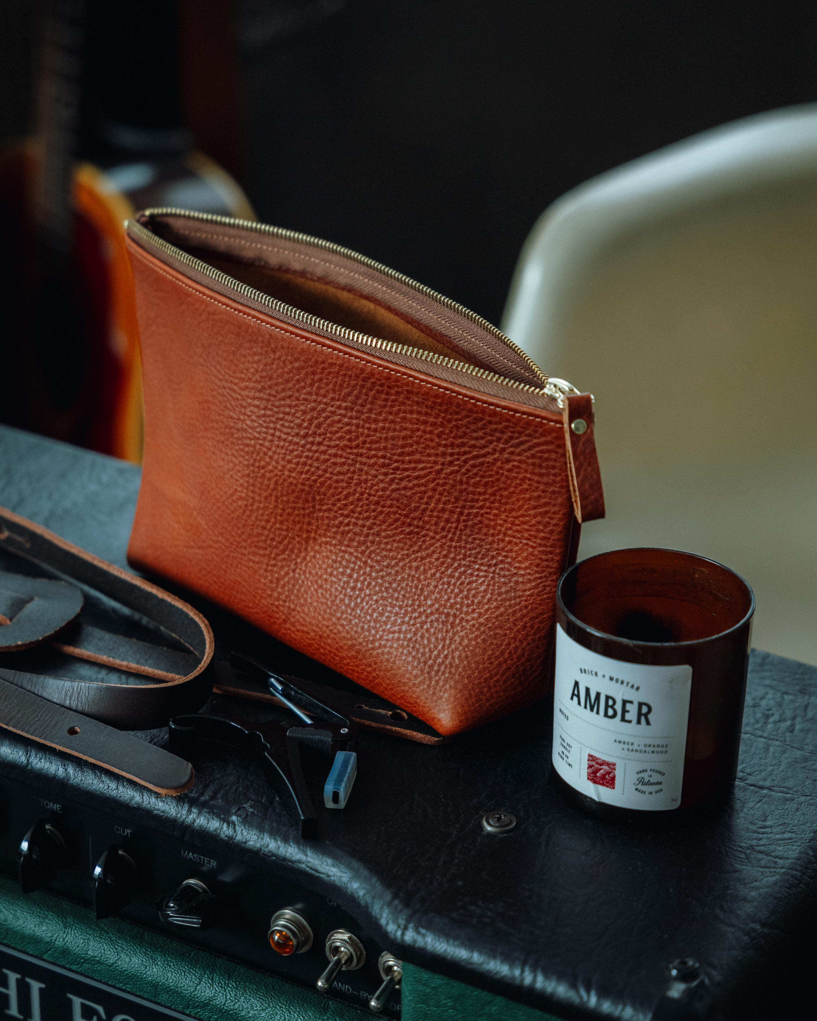 Green Bulldog Large Cosmetic Case