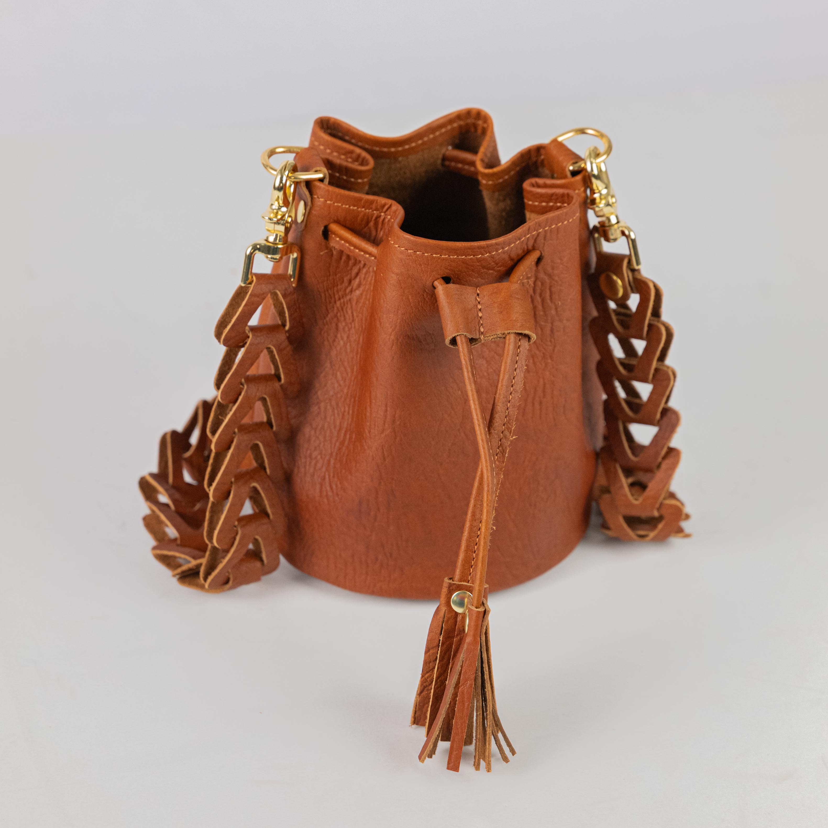 Tan Bison Mini Bucket Bag