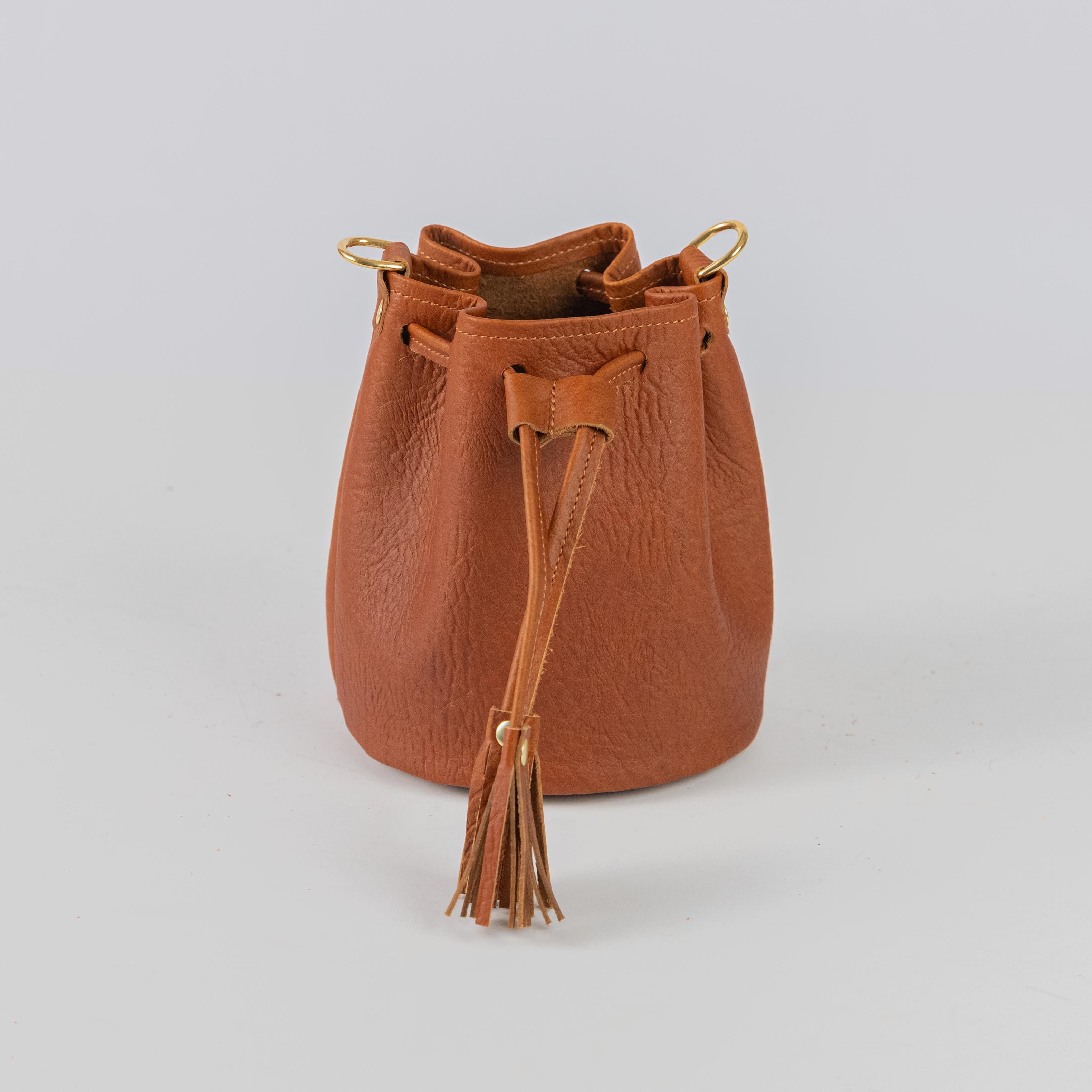 Tan Bison Mini Bucket Bag