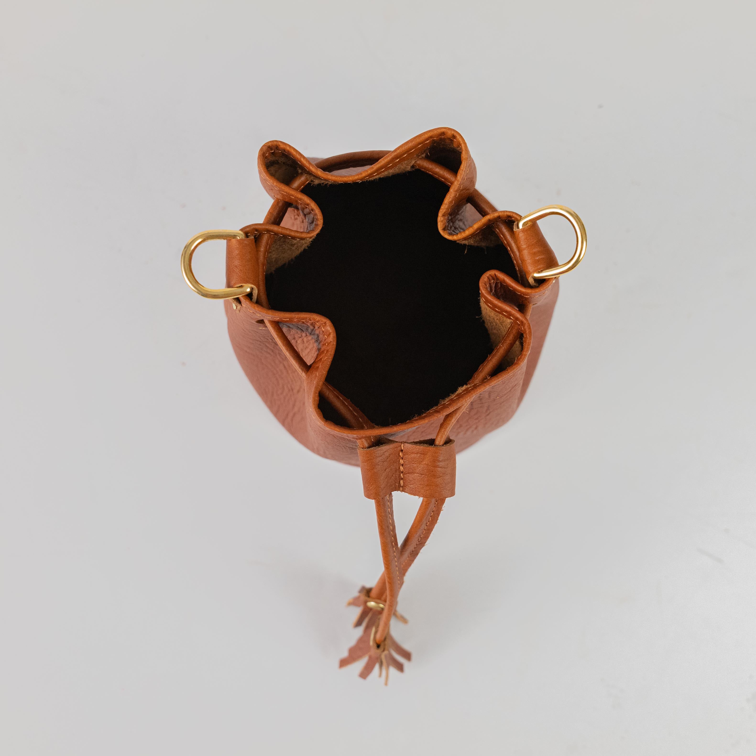 Tan Bison Mini Bucket Bag