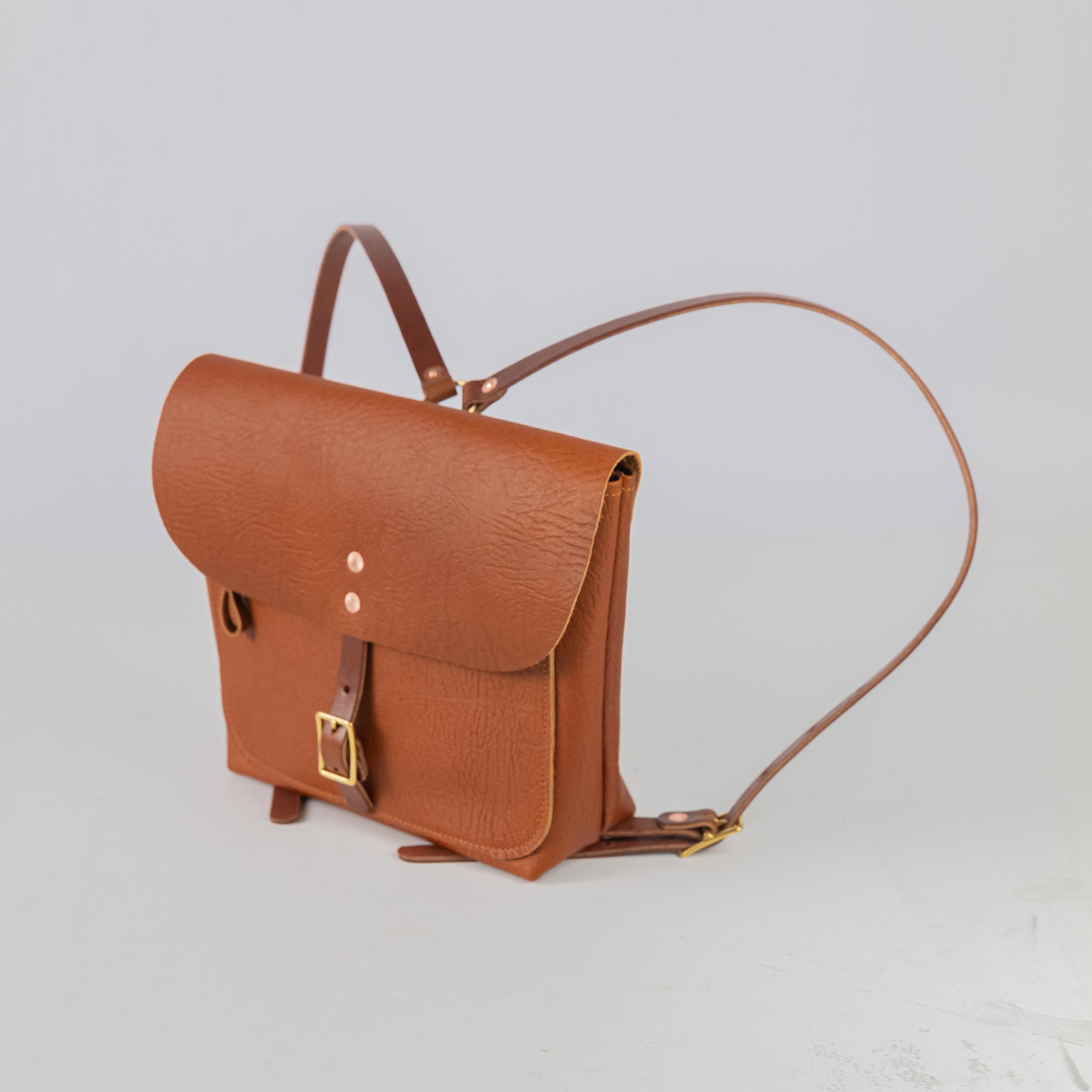 Tan Bison Leather Backpack