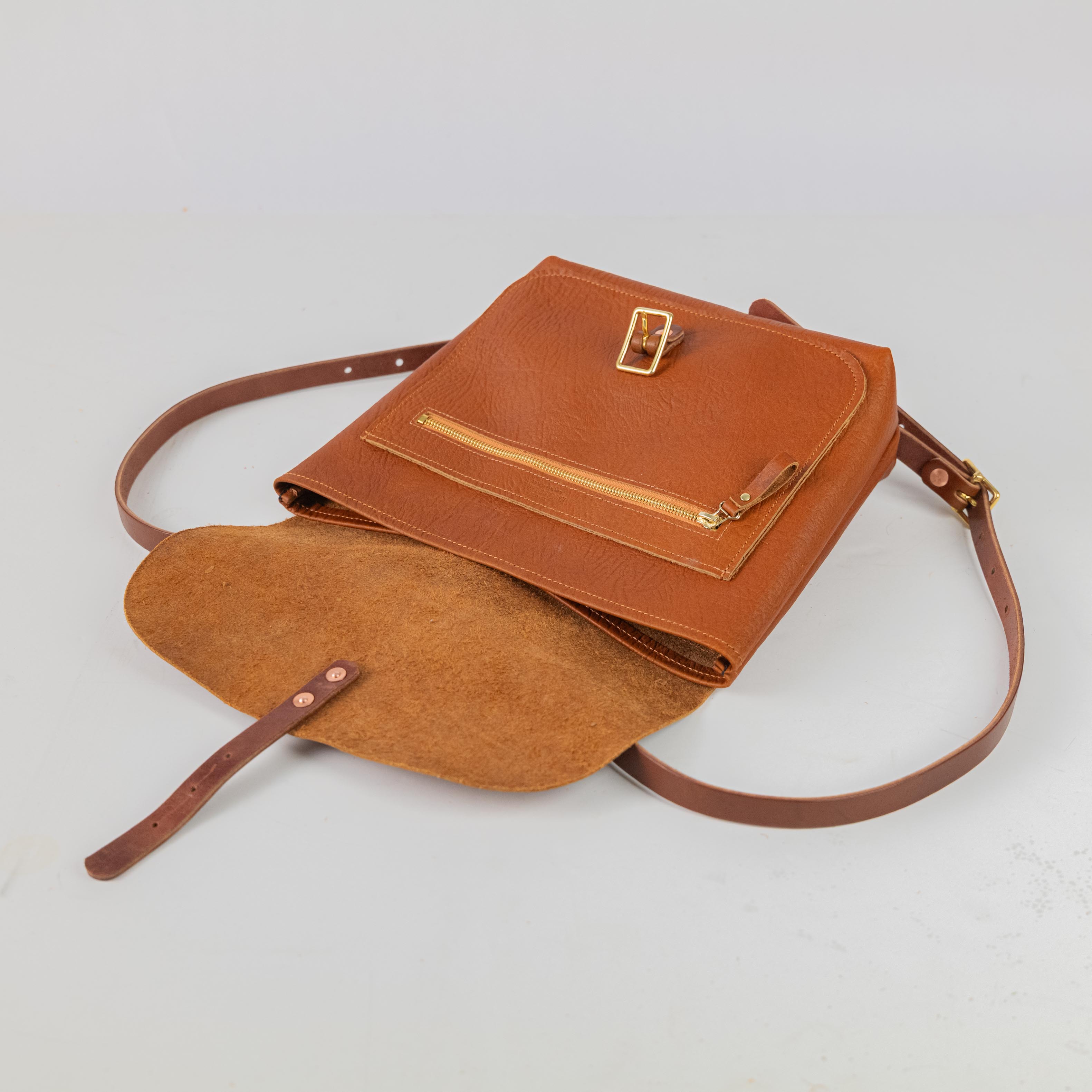 Tan Bison Leather Backpack
