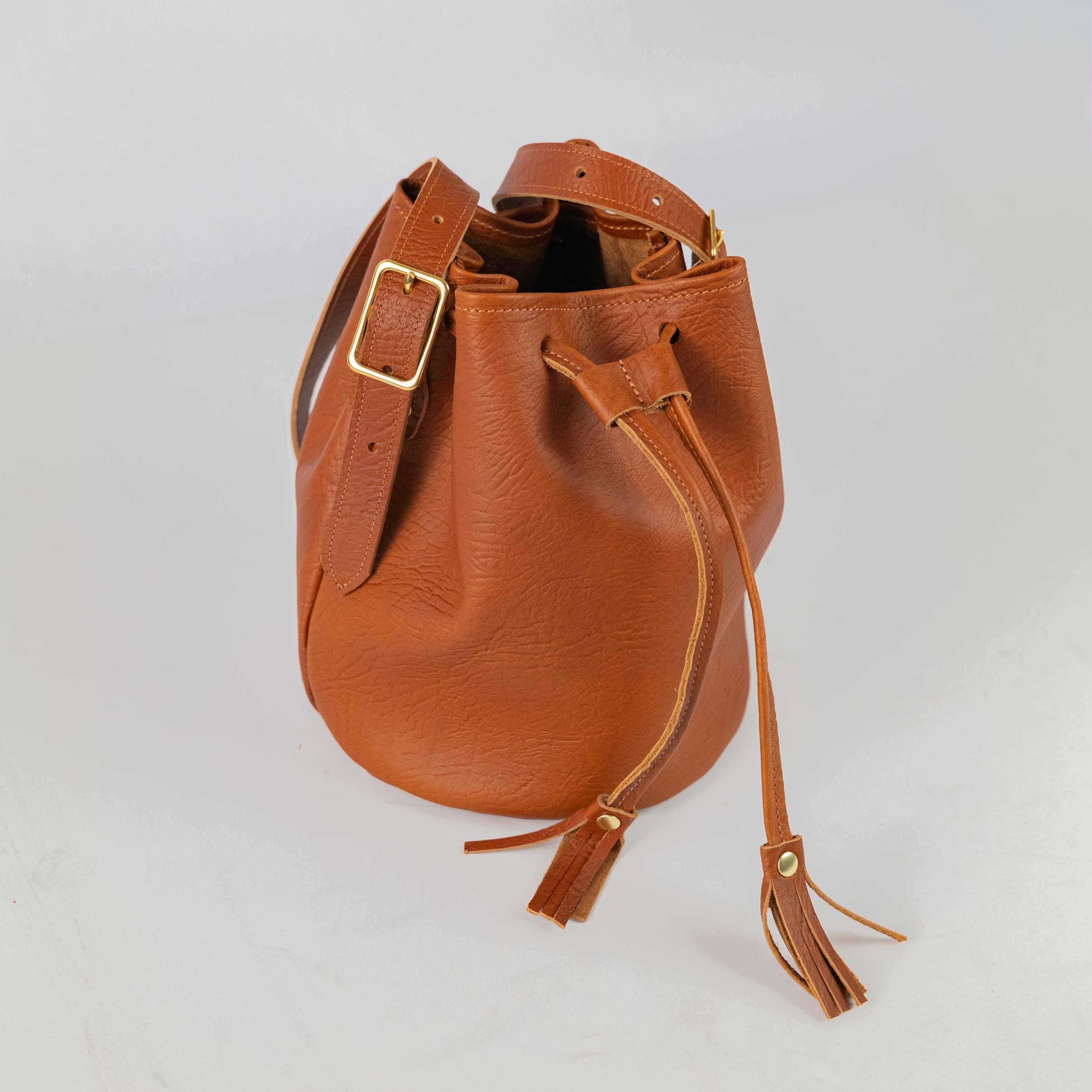 Tan Bison Bucket Bag