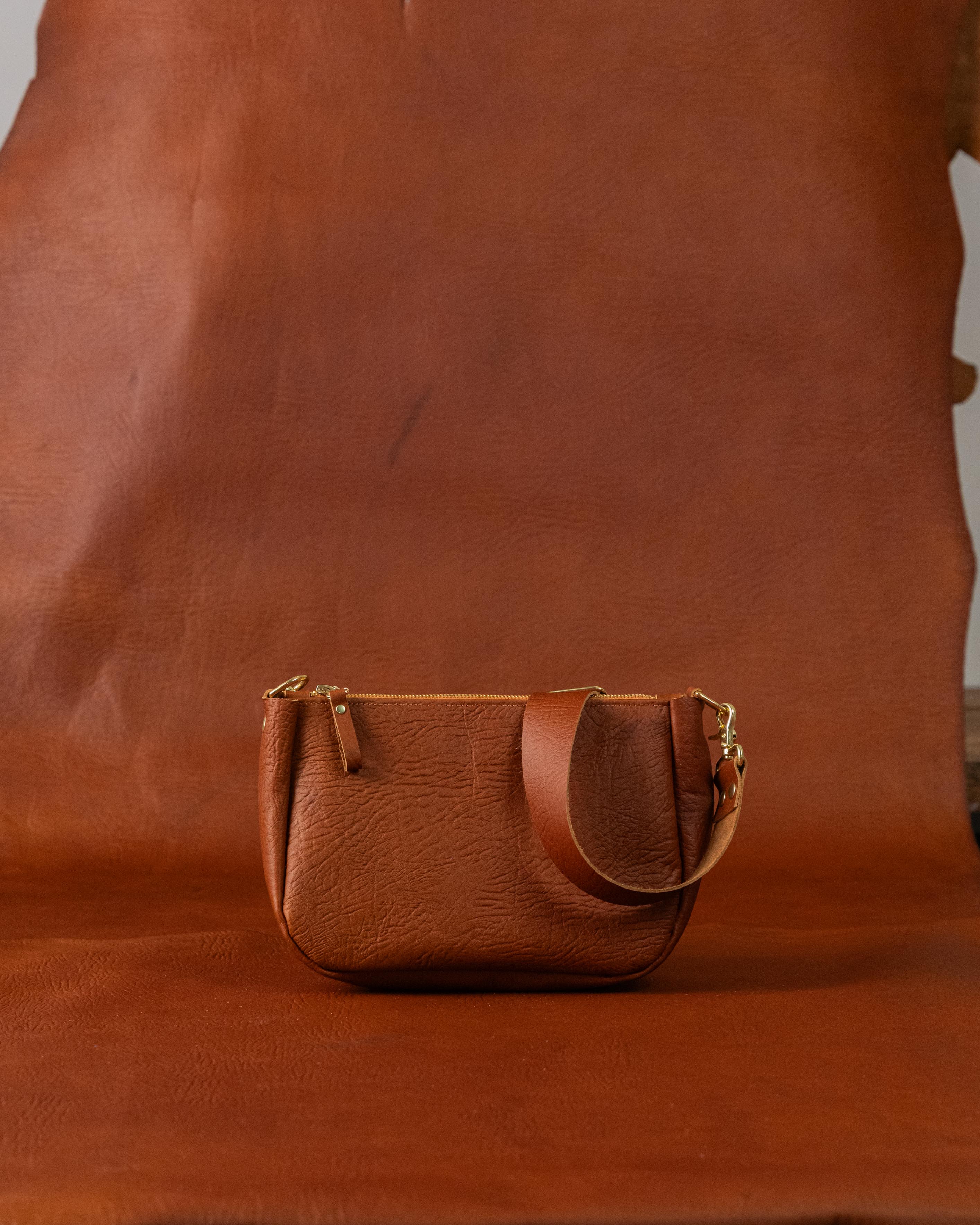 Tan Bison Medium Crossbody Bag
