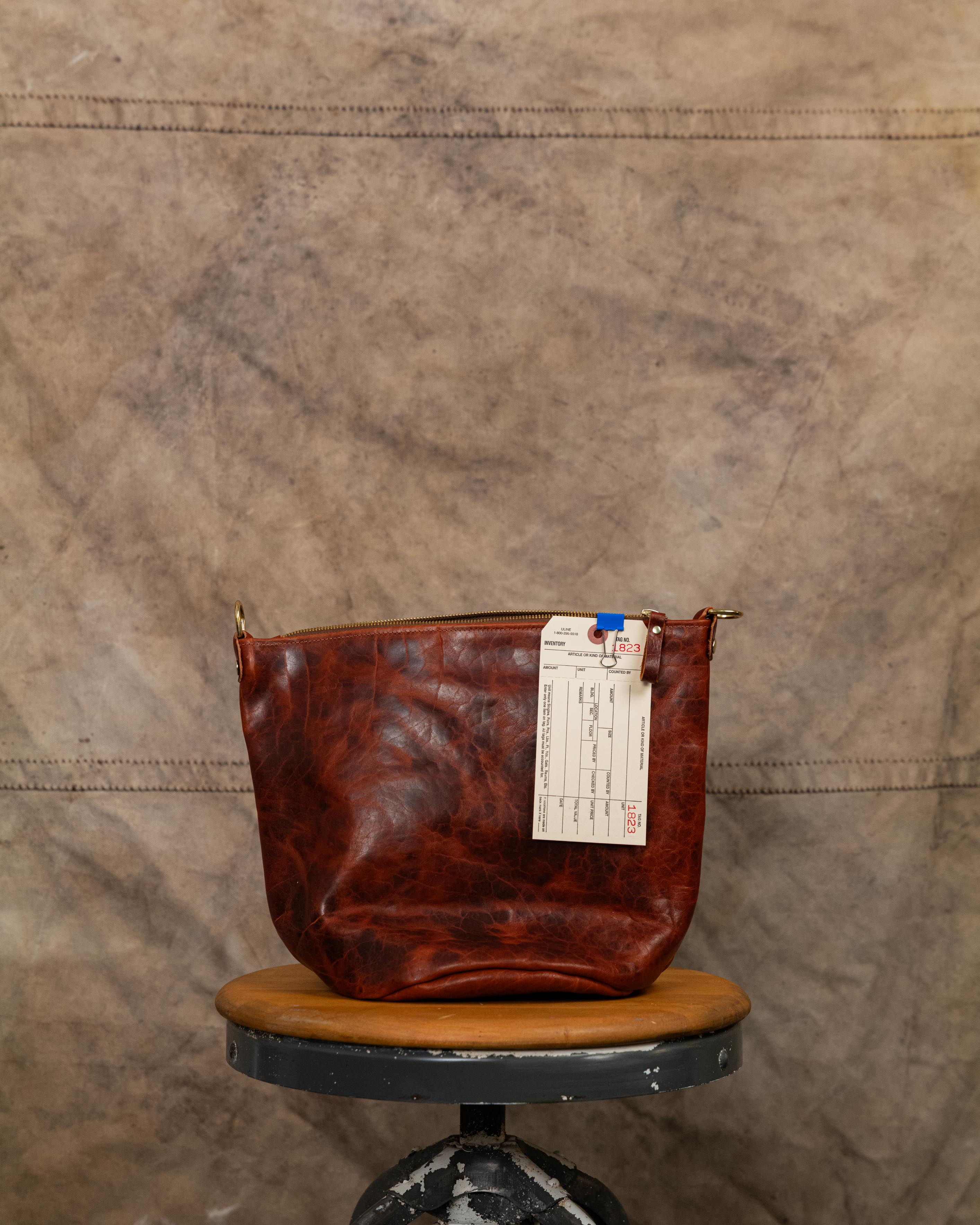 1823 Whiskey Navajo Bison Zip Top Bucket Bag with 2ply wide strap