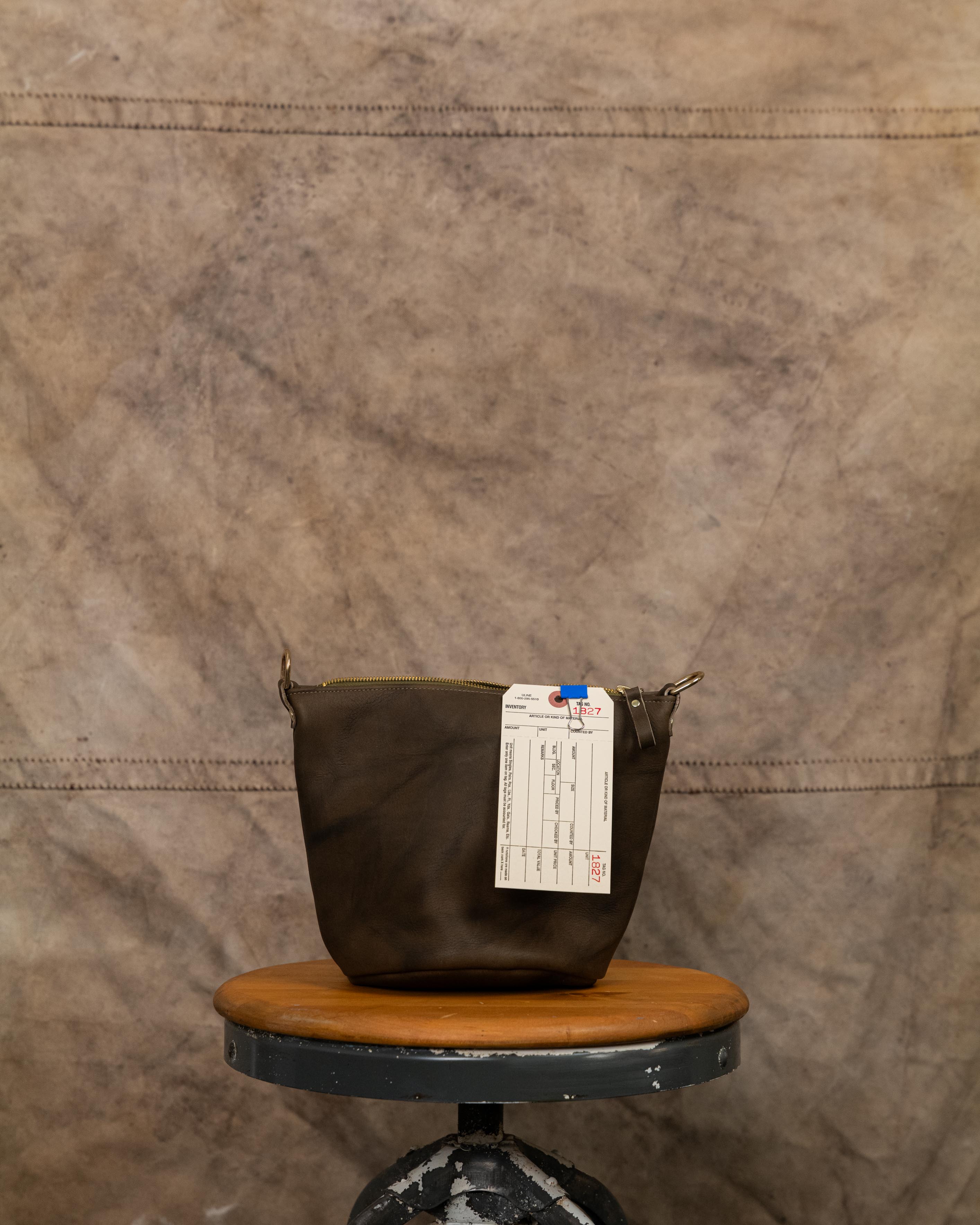 1827 Olive Crunch Mini Zip Top Bucket Bag