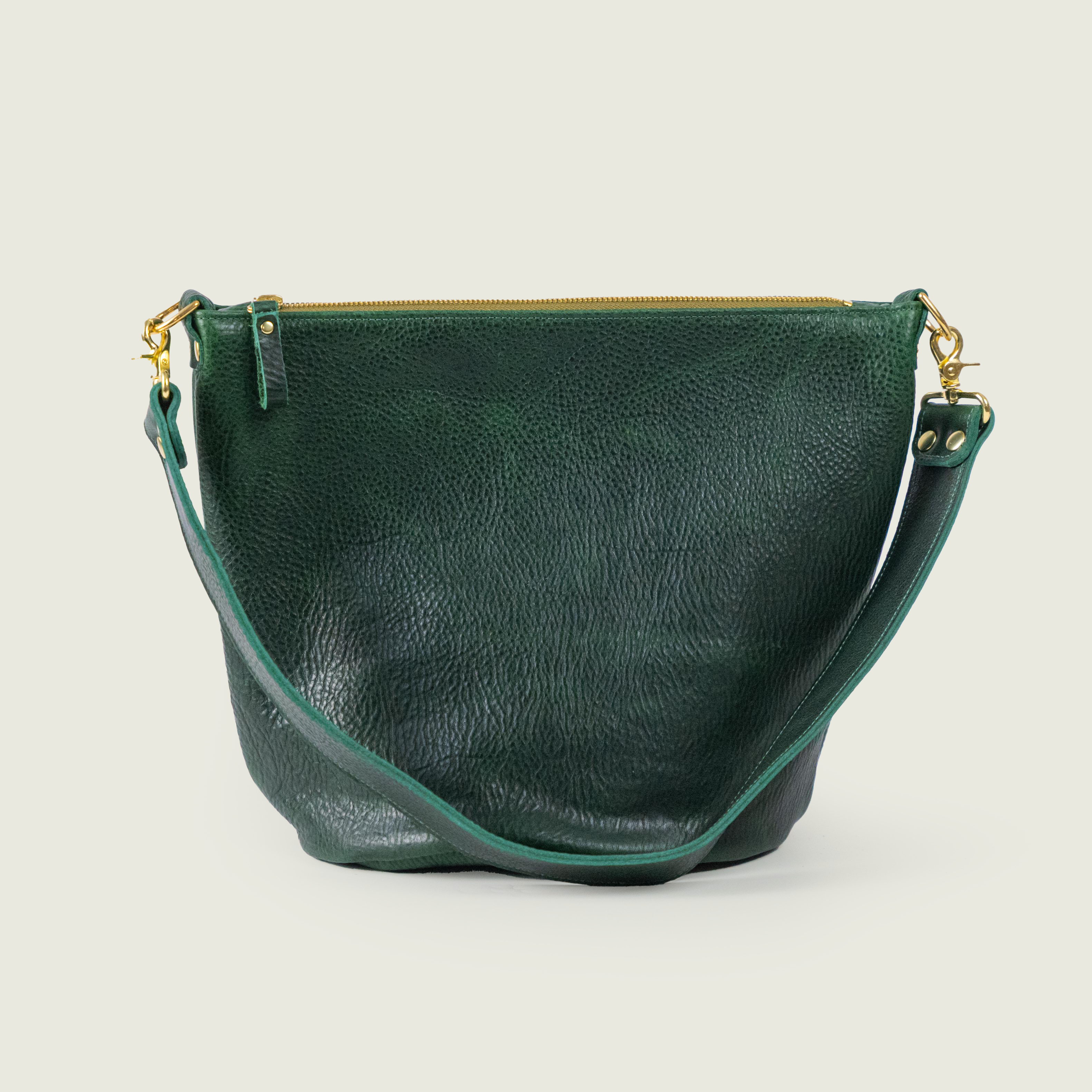 Green Bulldog Zip-Top Bucket Bag