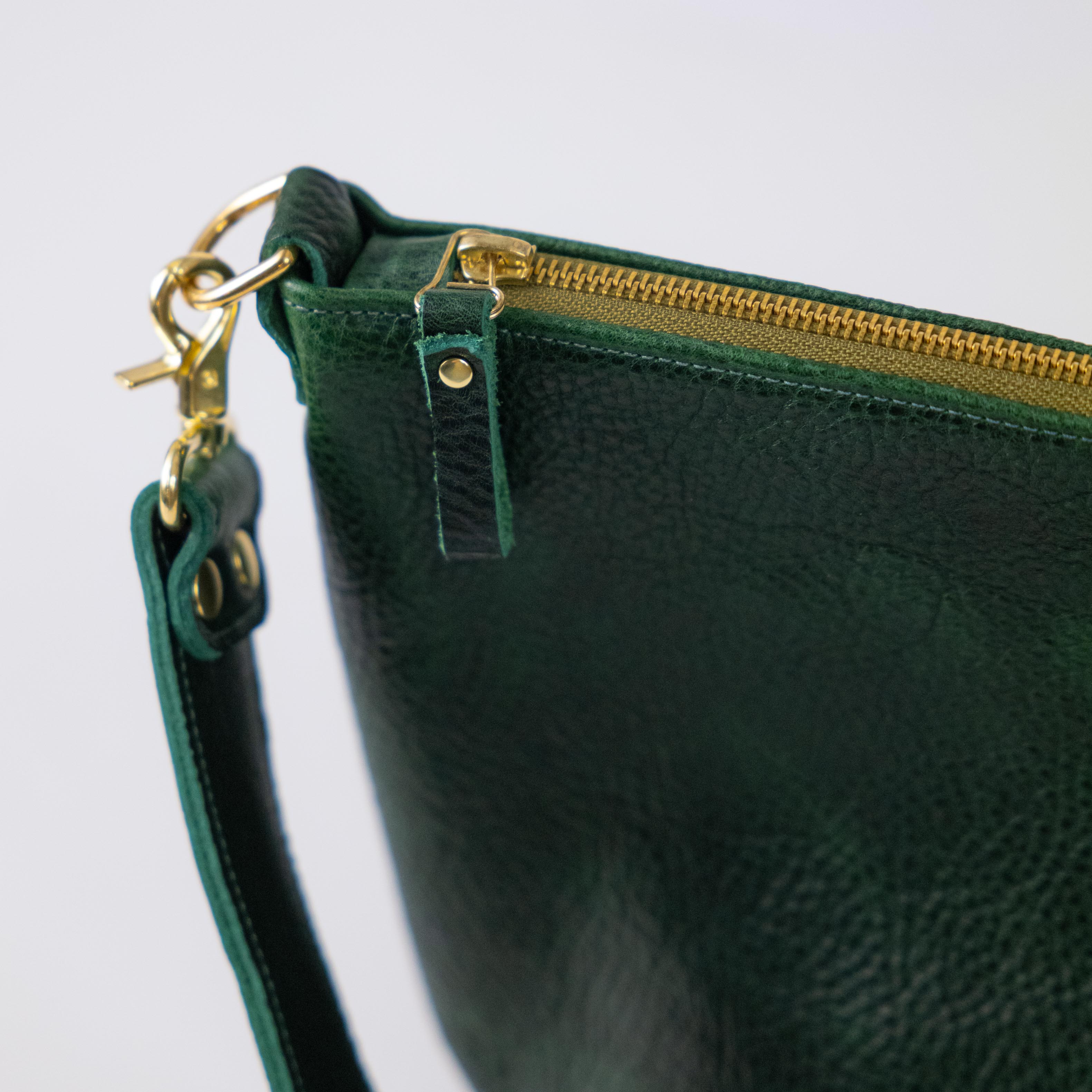 Green Bulldog Zip-Top Bucket Bag
