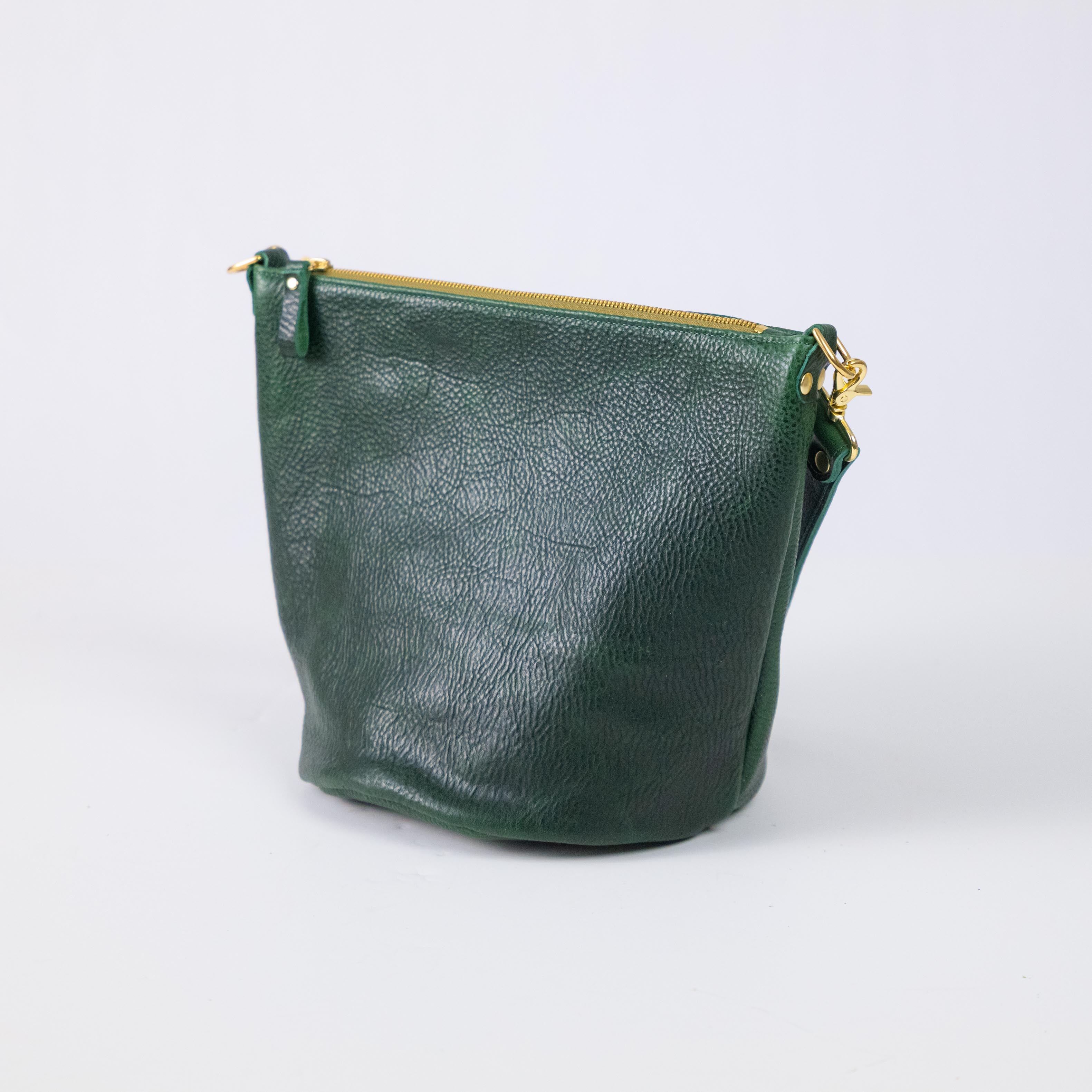 Green Bulldog Zip-Top Bucket Bag