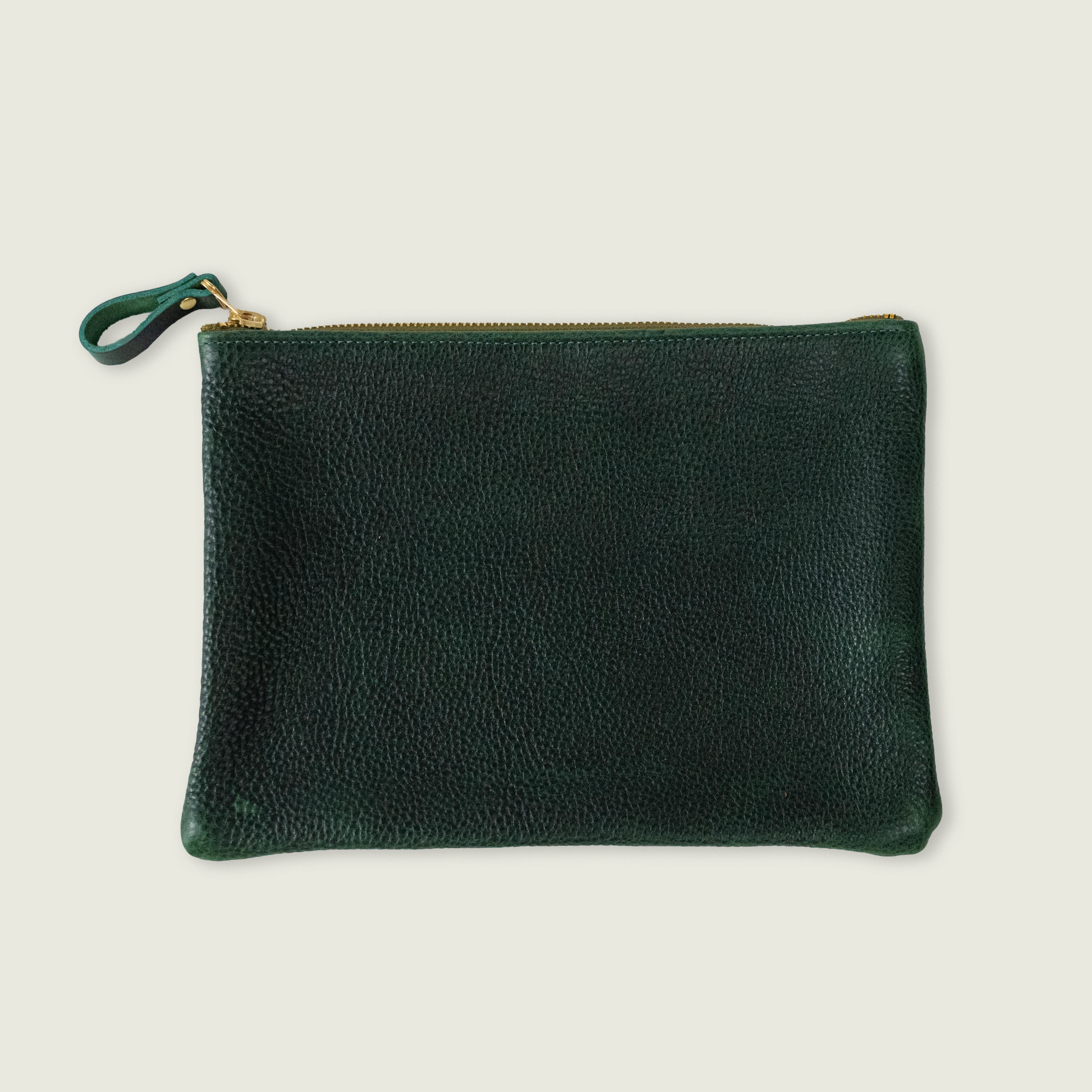 Green Bulldog Medium Zip Pouch