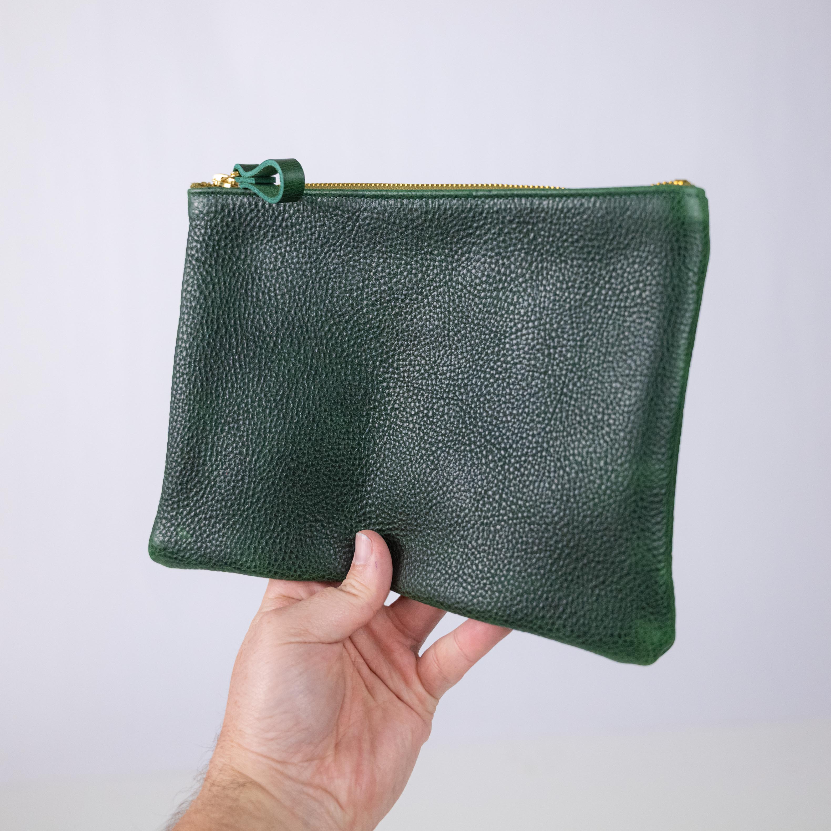 Green Bulldog Medium Zip Pouch