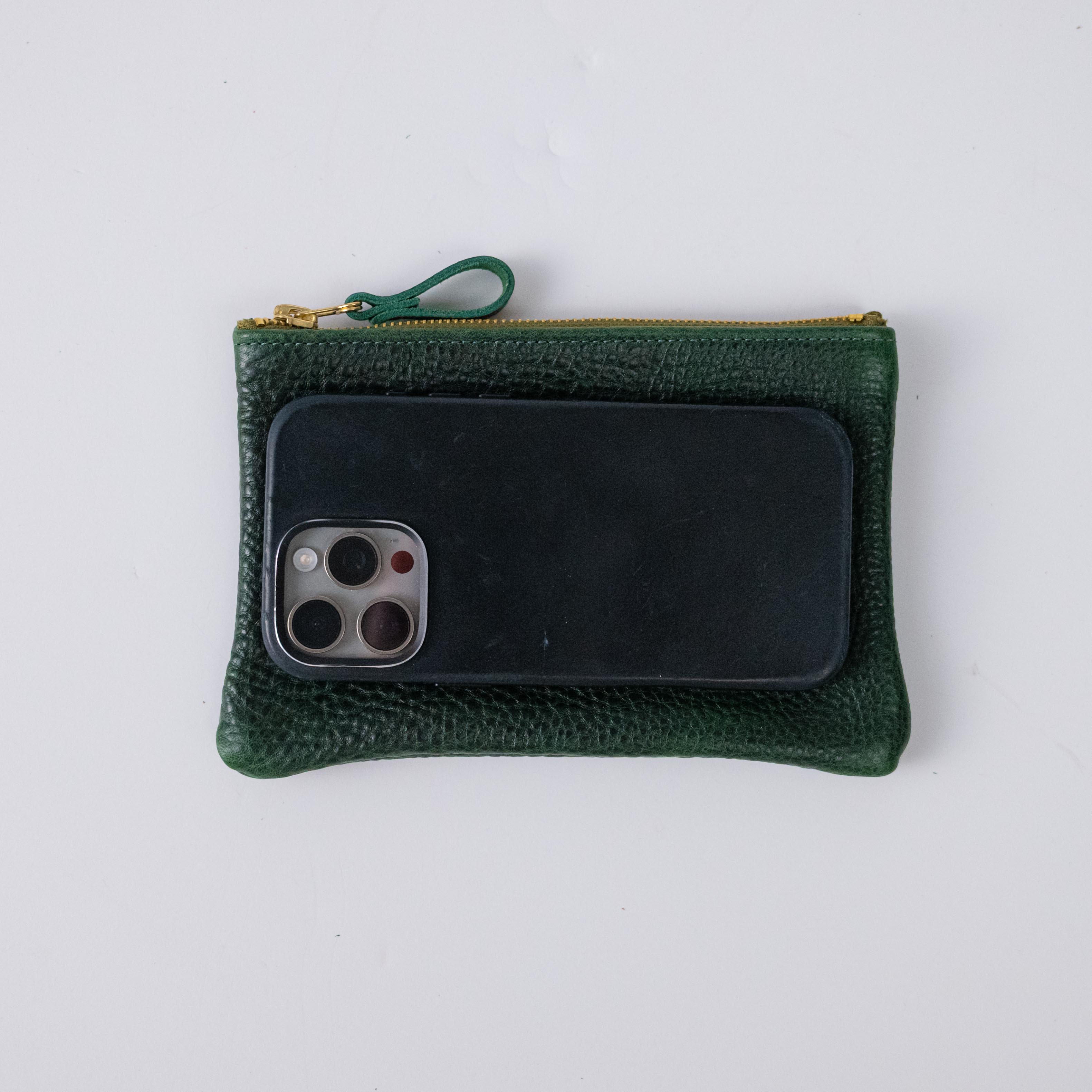 Green Bulldog Small Zip Pouch