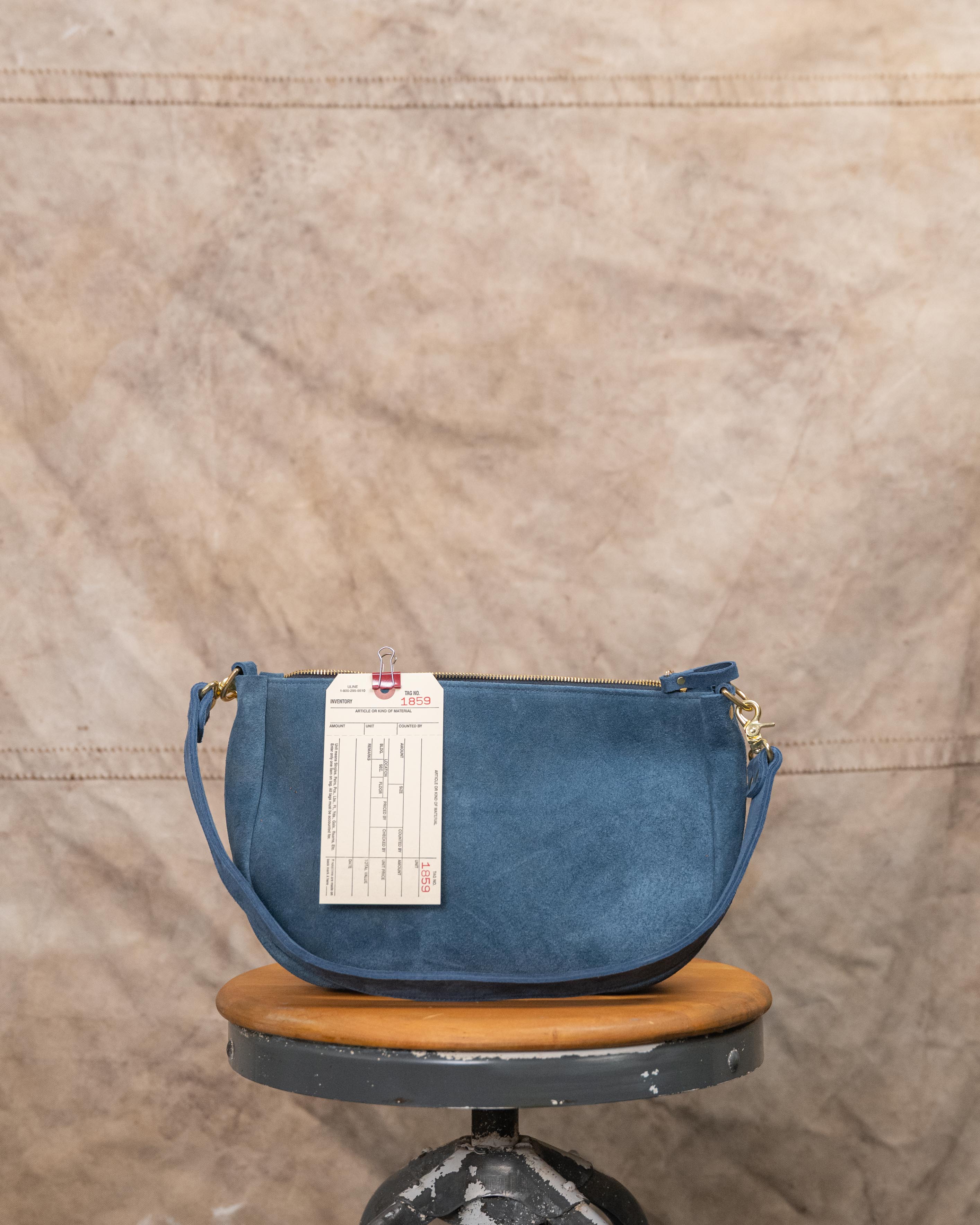 1859 Blue Cypress Roughout Crossbody Bag with Two-Ply Wide Shoulder Strap