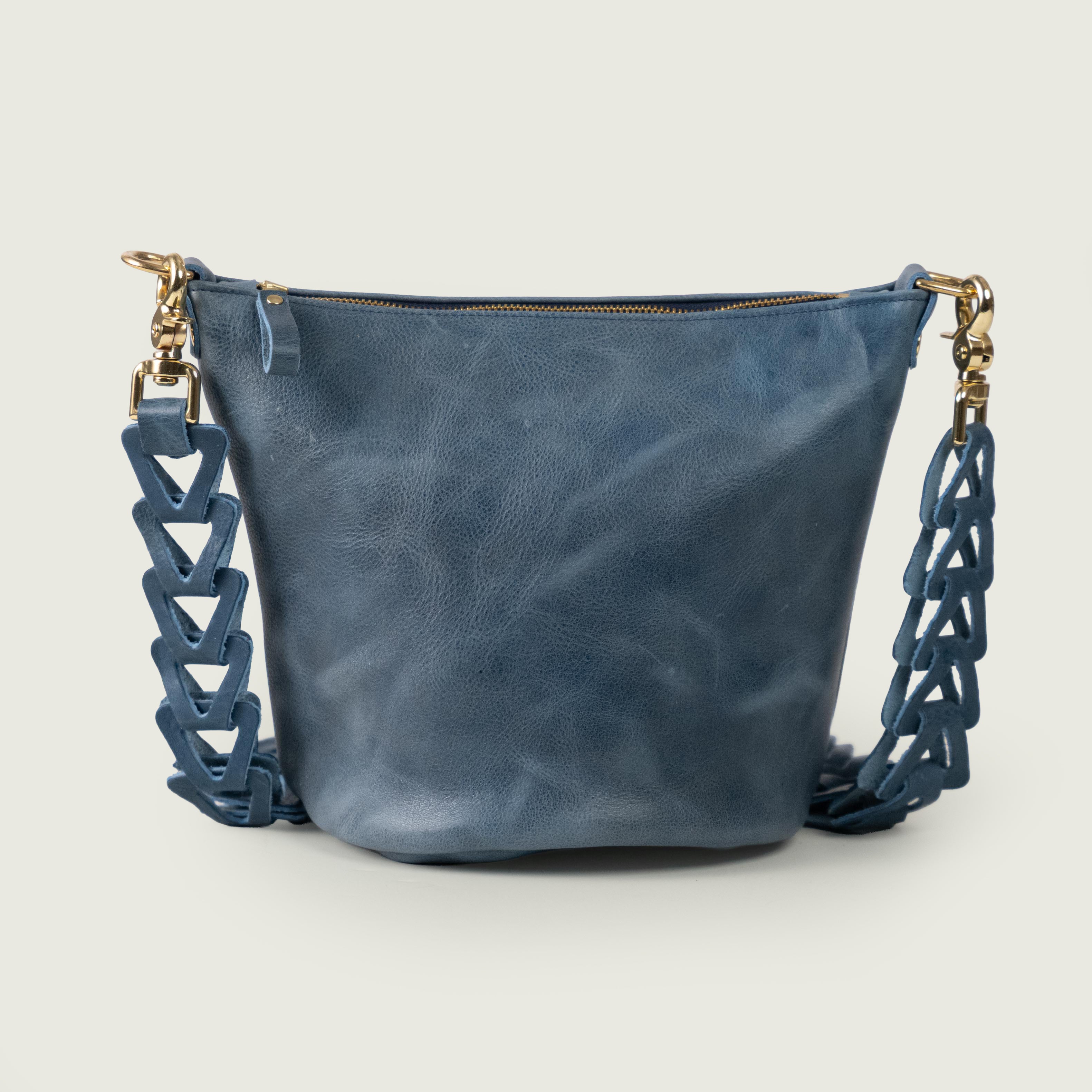 French Blue Bulldog Zip-Top Bucket Bag