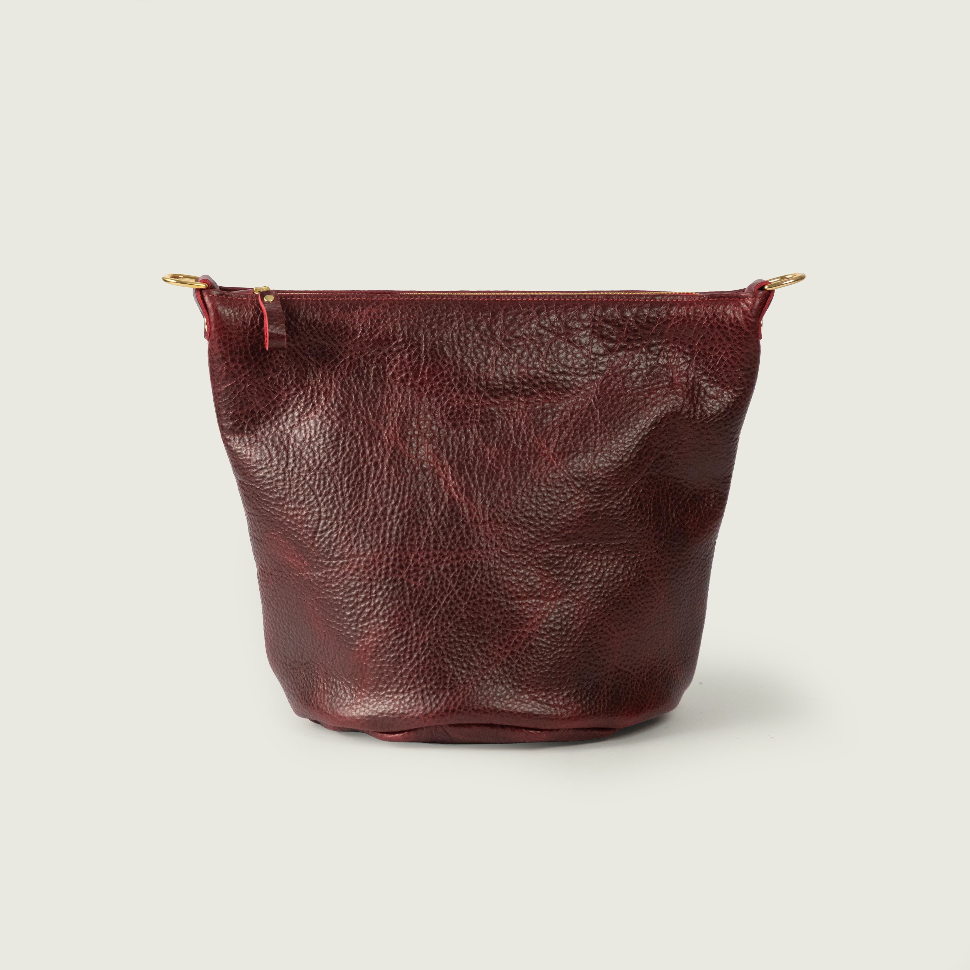 Dark Cherry Bulldog Mini Zip-Top Bucket Bag Bundle