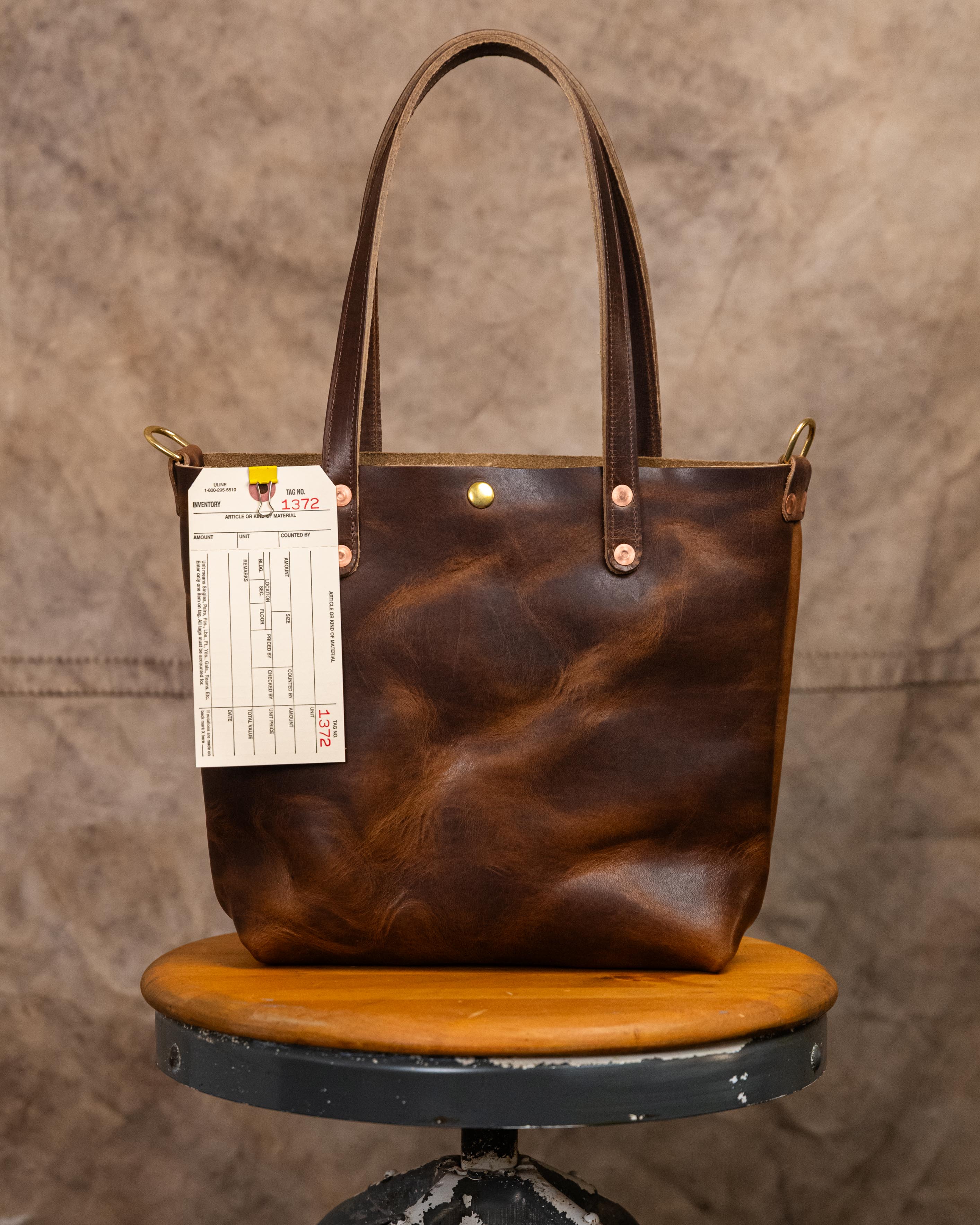1372 Brown Dublin Mini Tote with D-rings and 2-ply 9" Handles
