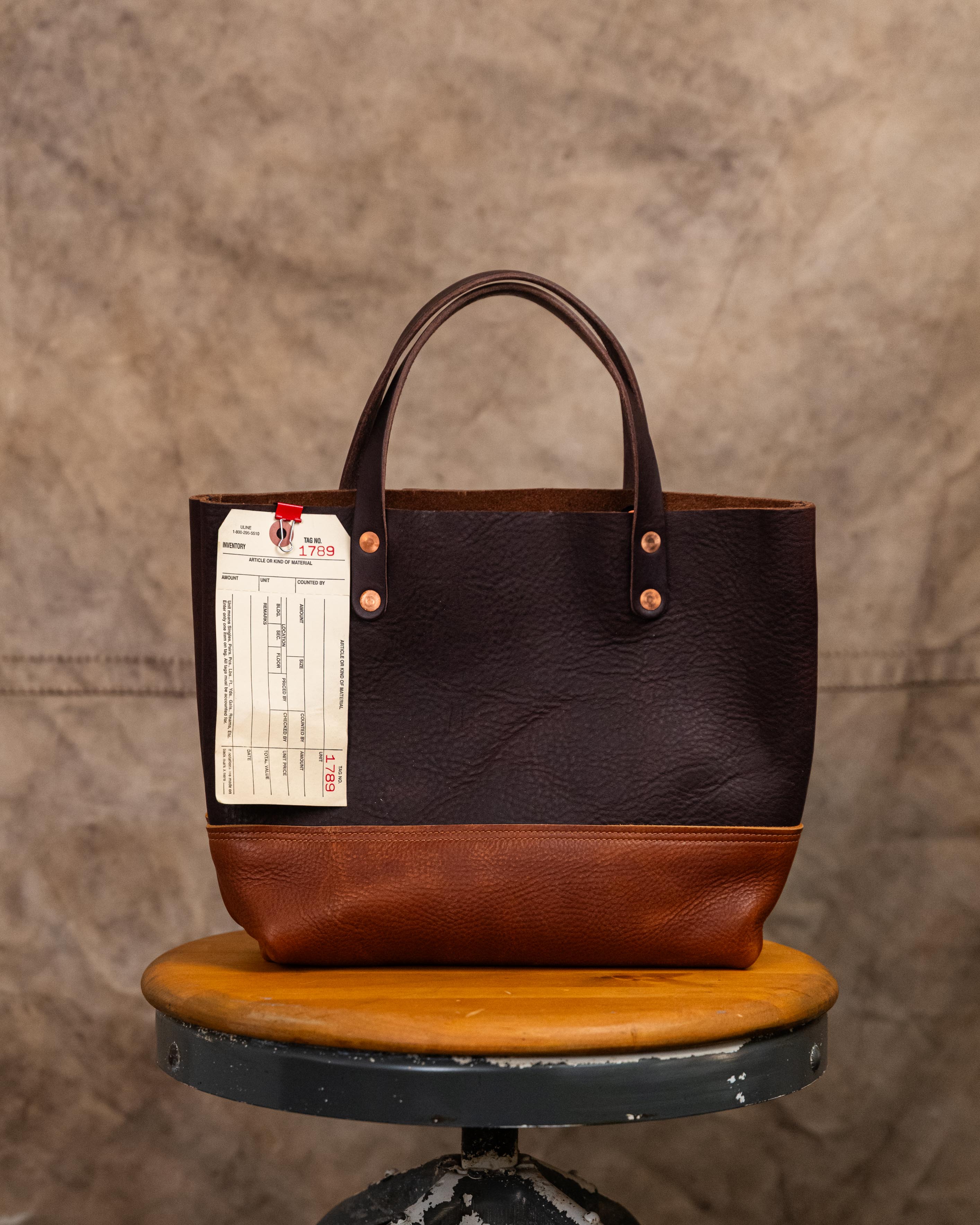 1789 Macchiato and Hickory Mini Panel Tote (Unhemmed)