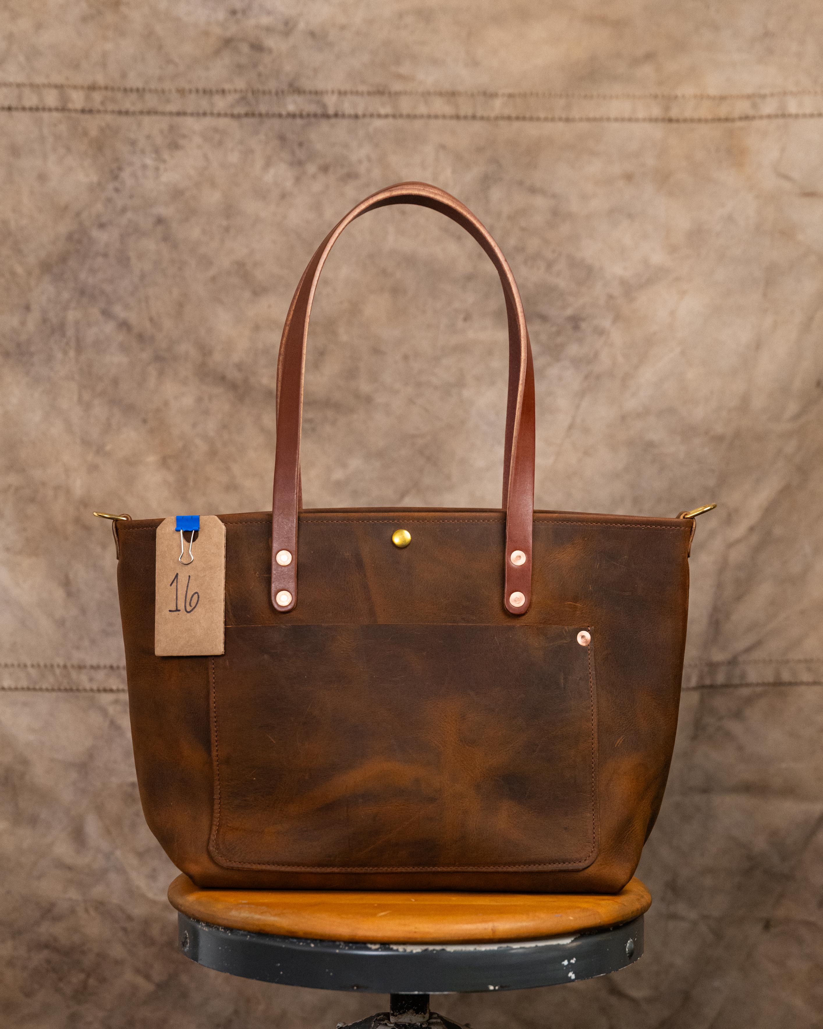 16 Seidel Crazy Horse East West Travel Tote 9" Handles