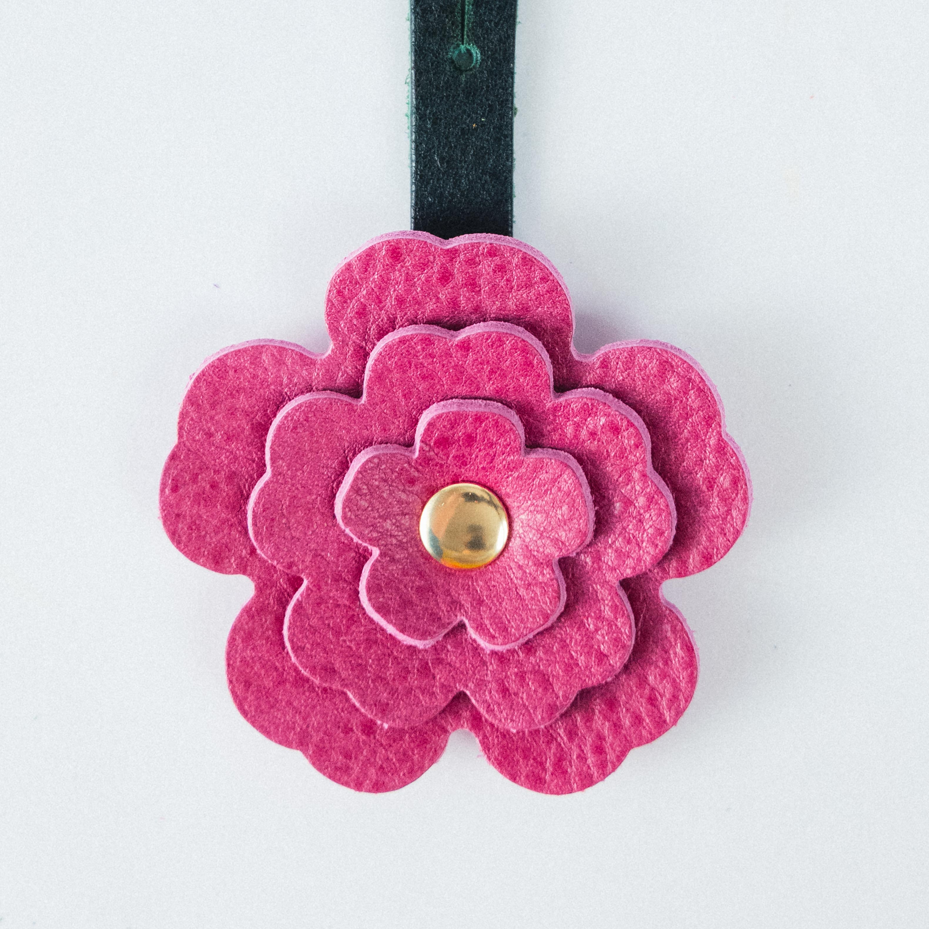 Pink Bulldog Flower Charm