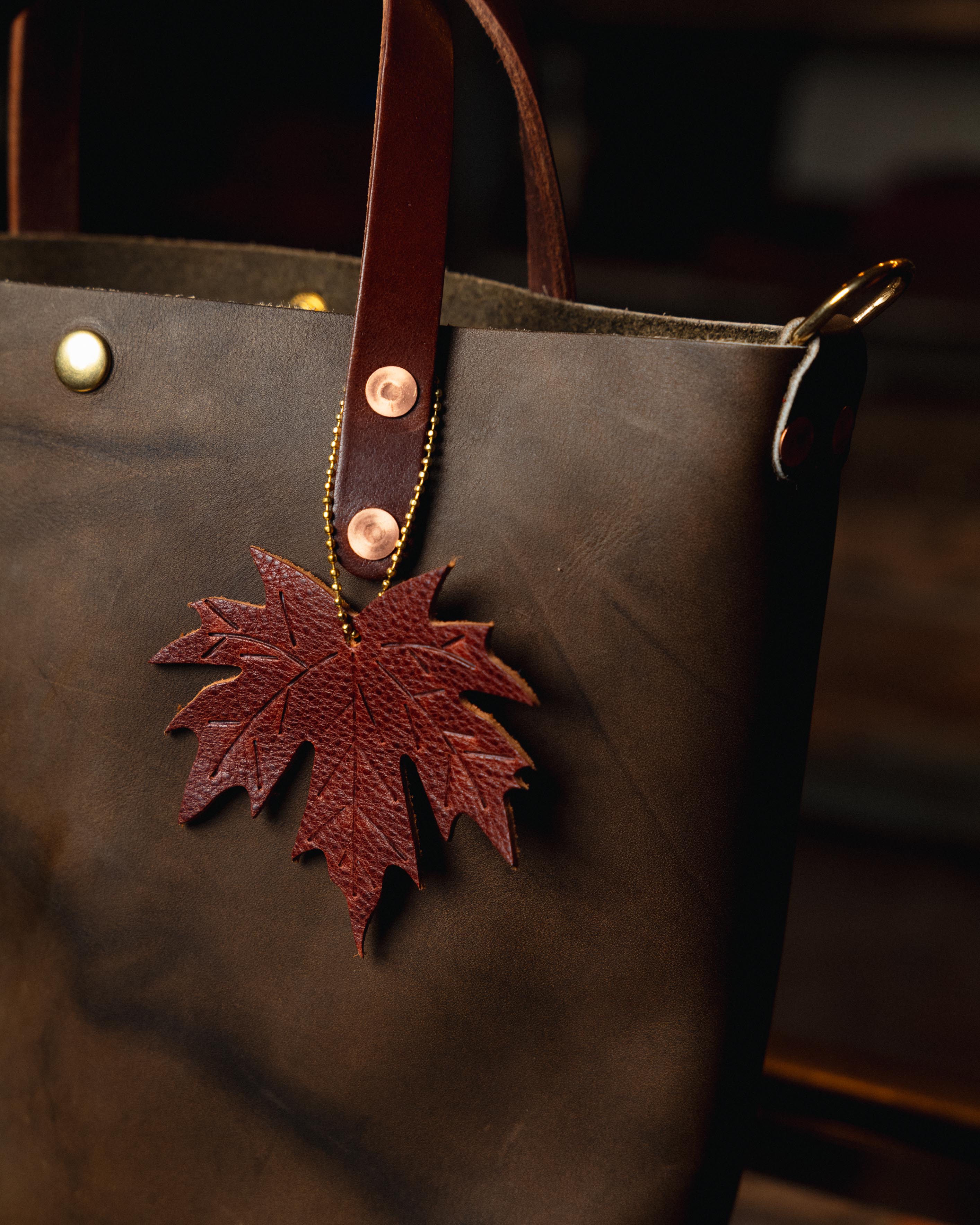Leather Maple Leaf Charm