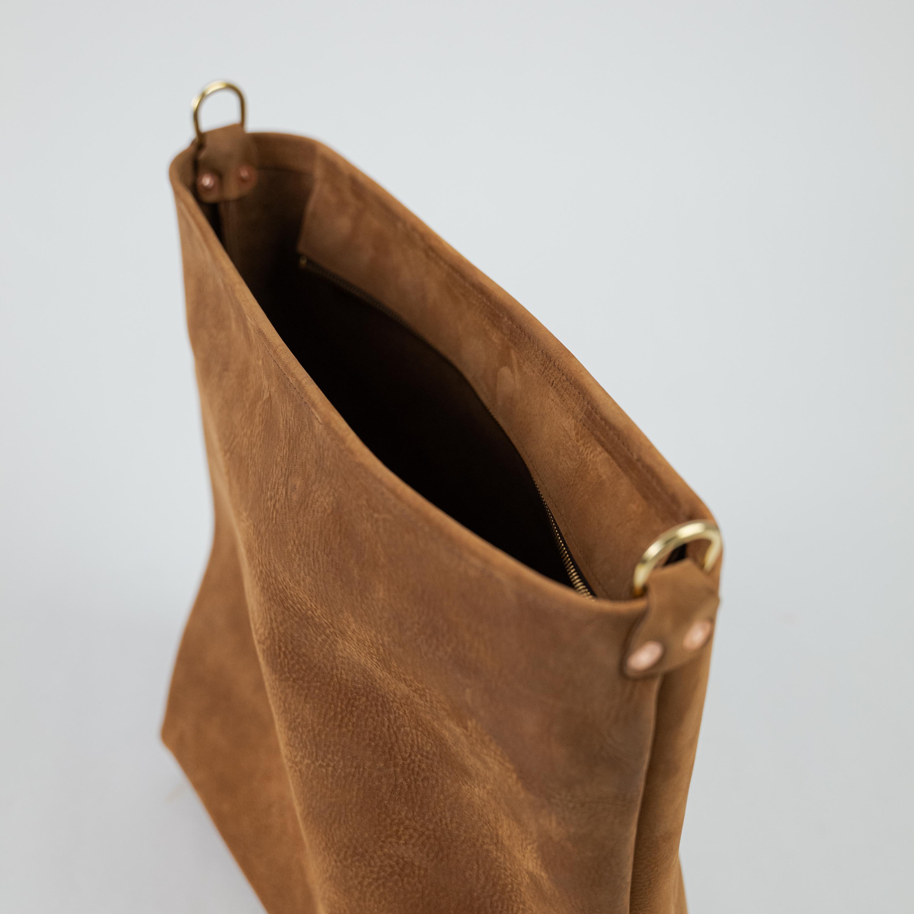 Tan Nubuck Mini Crossbody Tote